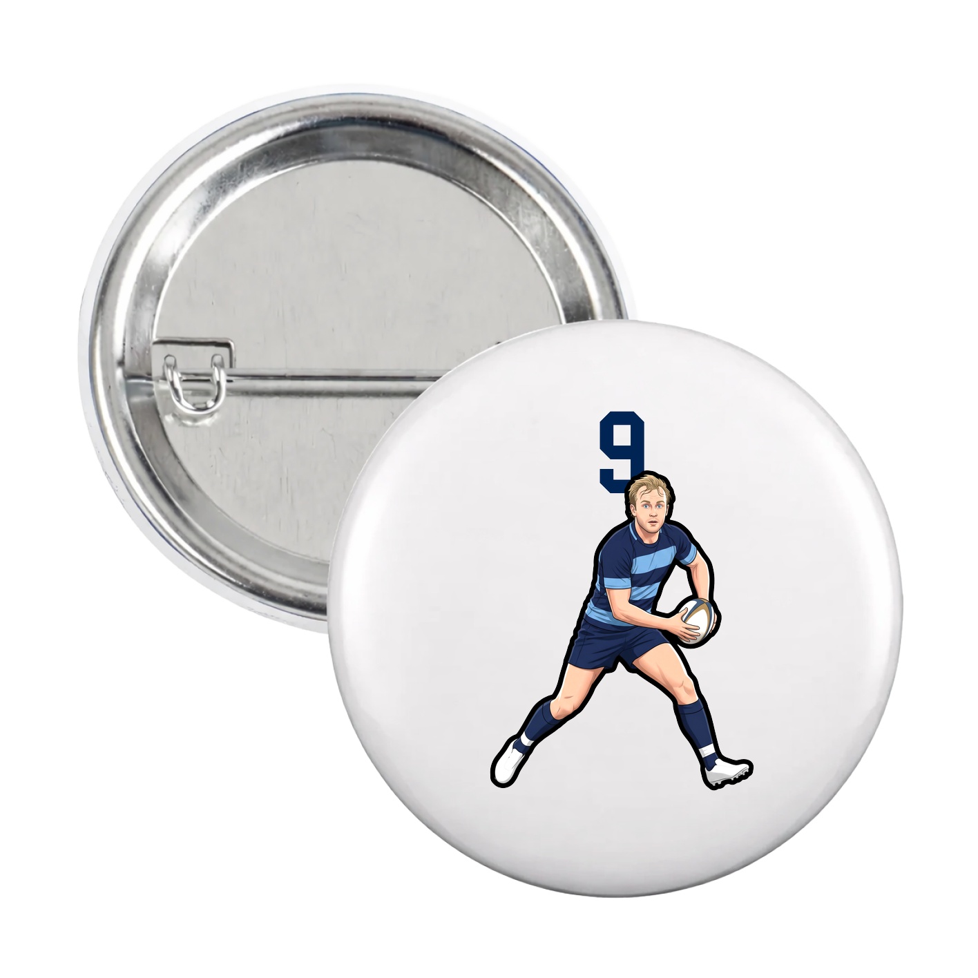 Game Day Button — Number Top in White