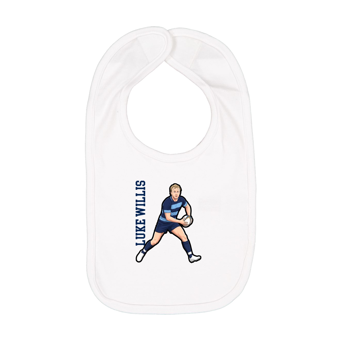 Infant Bib — Name Vertical in White