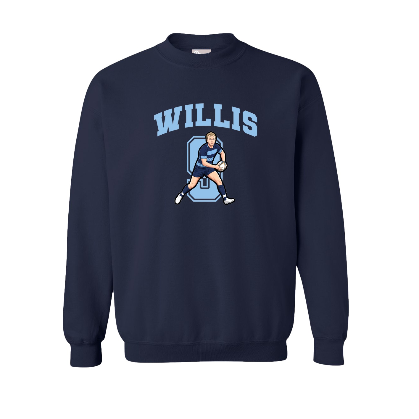 Fleece Crew — Number in Navy