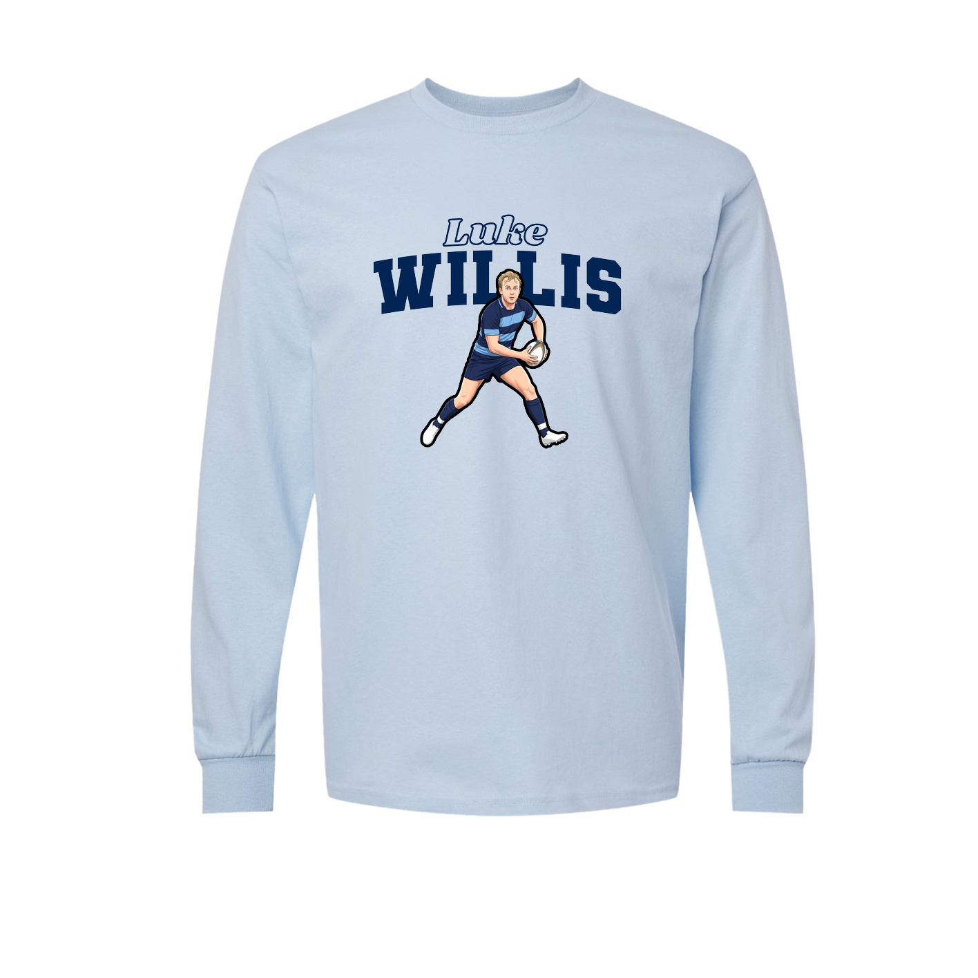 Long Sleeve Tee — Name Arch in Light Blue