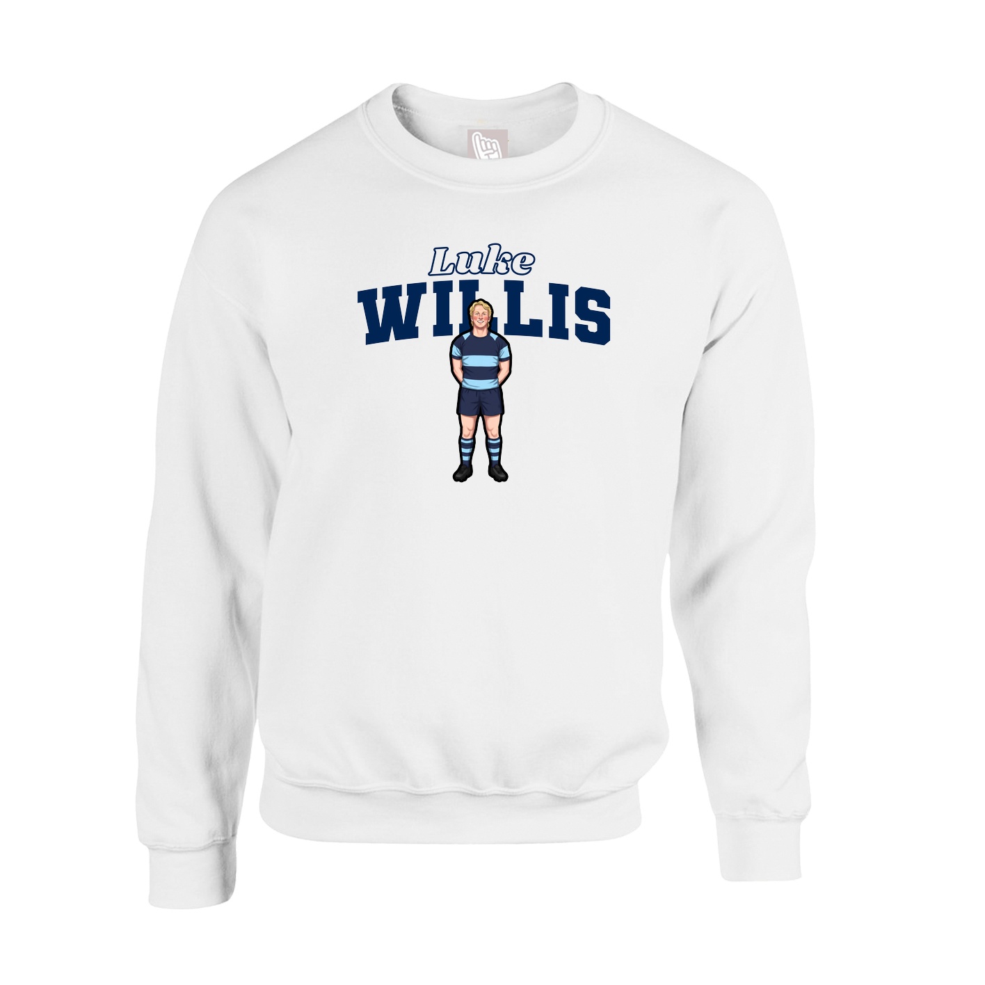 Fleece Crew — Name Arch in White