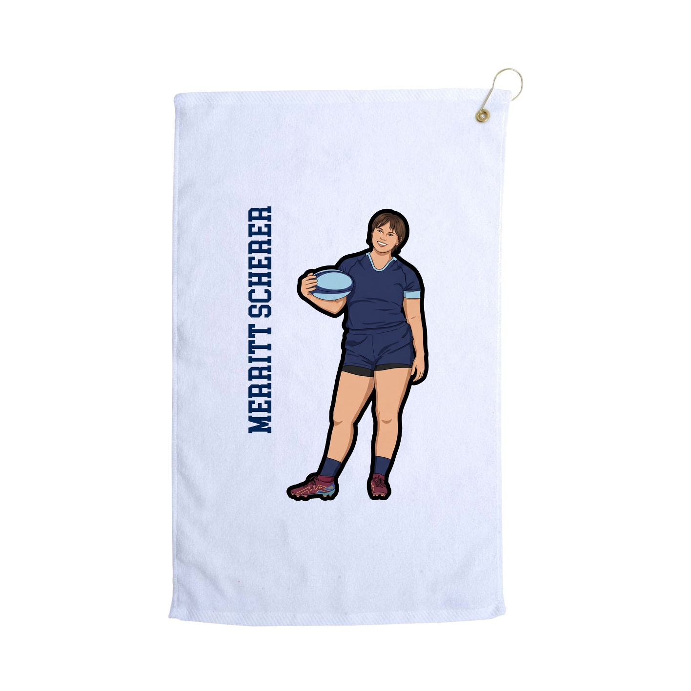Golf Towel — Name Vertical in White