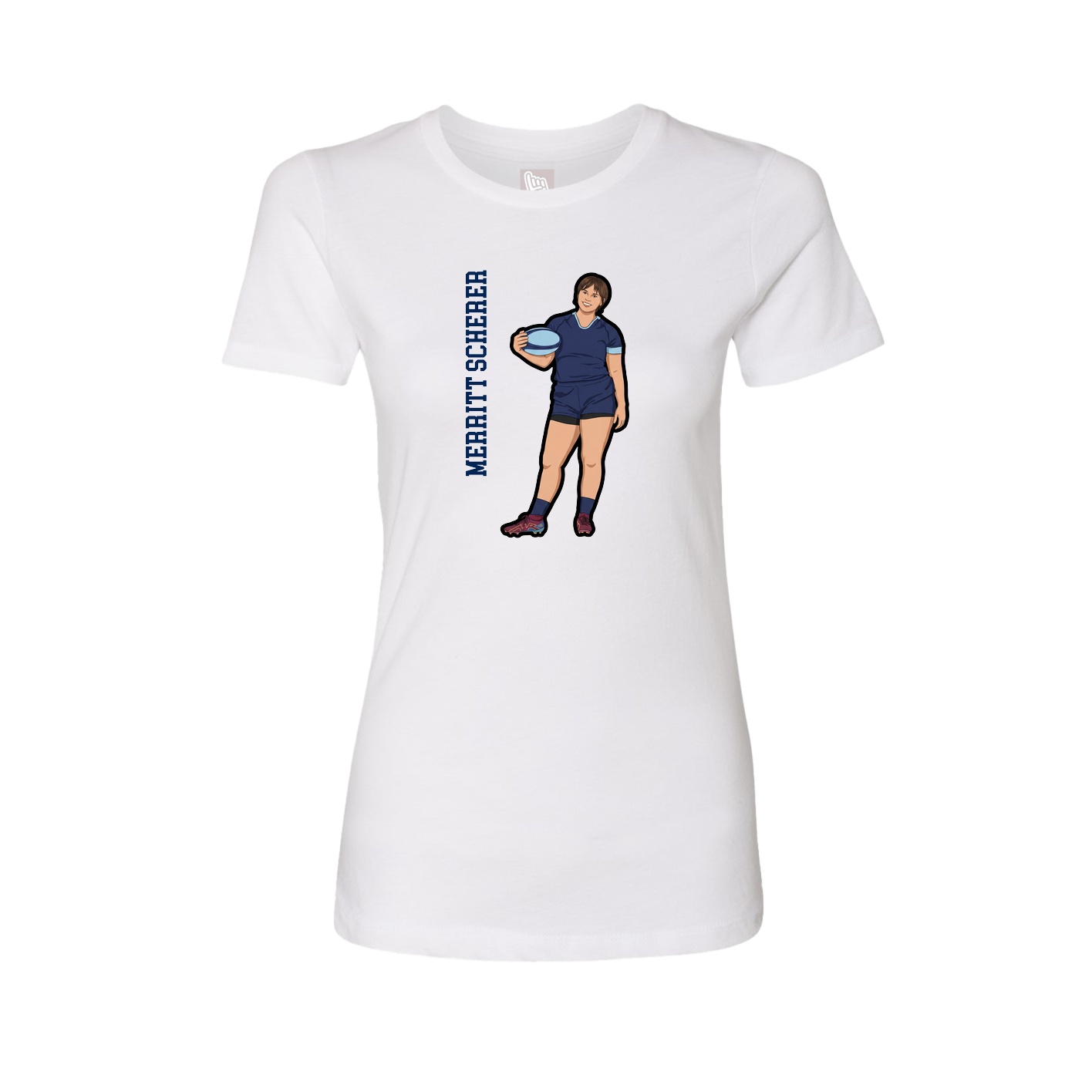 Fitted Women's Tee — Name Vertical in White