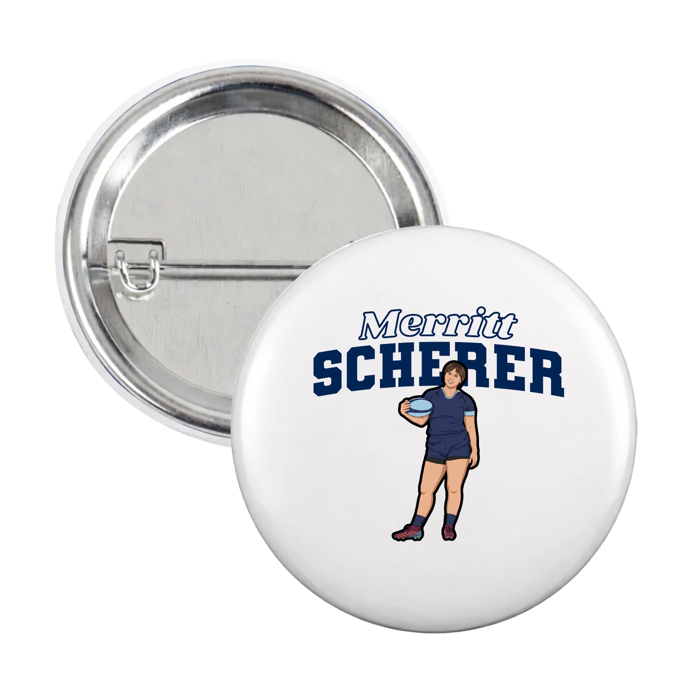 Game Day Button — Name Arch in White