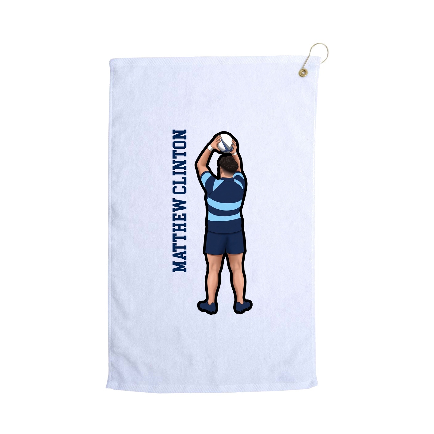 Golf Towel — Name Vertical in White