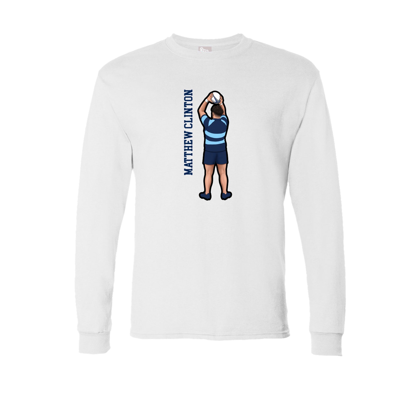 Long Sleeve Tee — Name Vertical in White