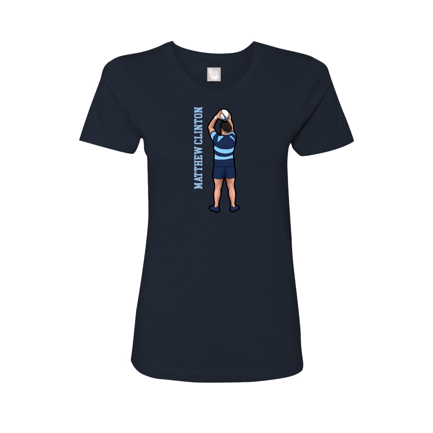 Fitted Women's Tee — Name Vertical in Navy