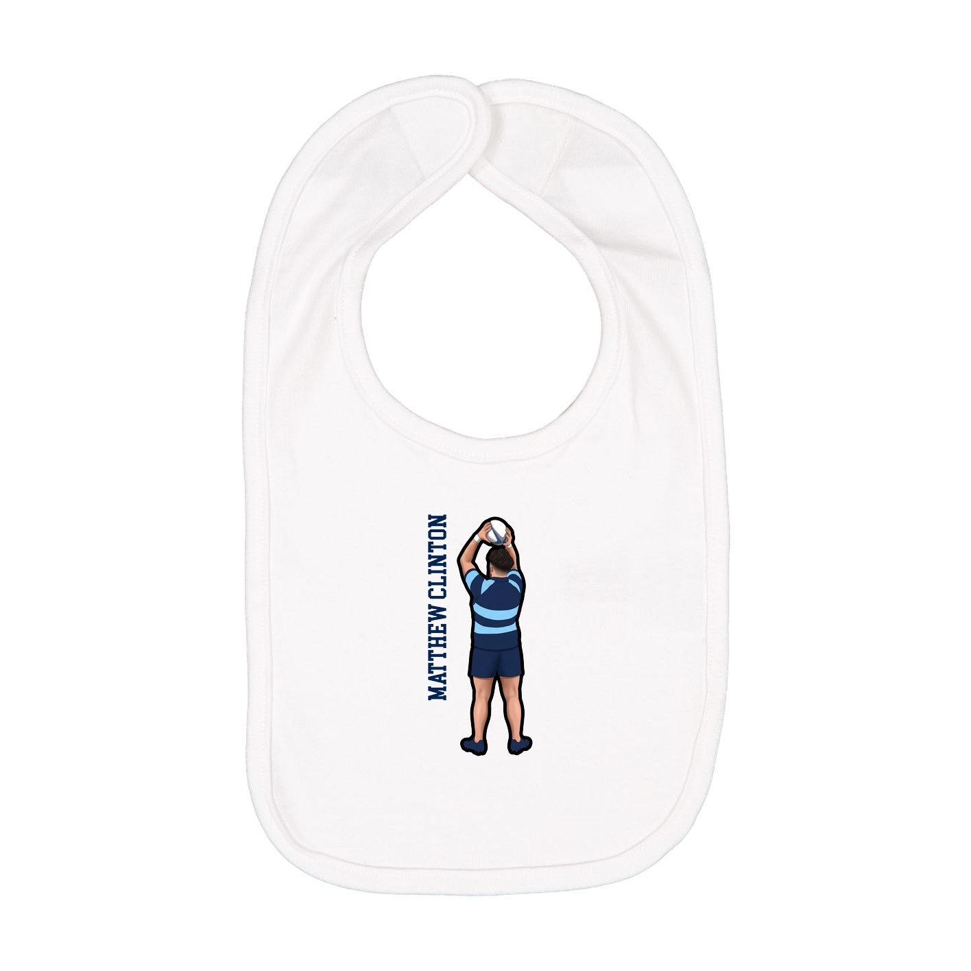 Infant Bib — Name Vertical in White