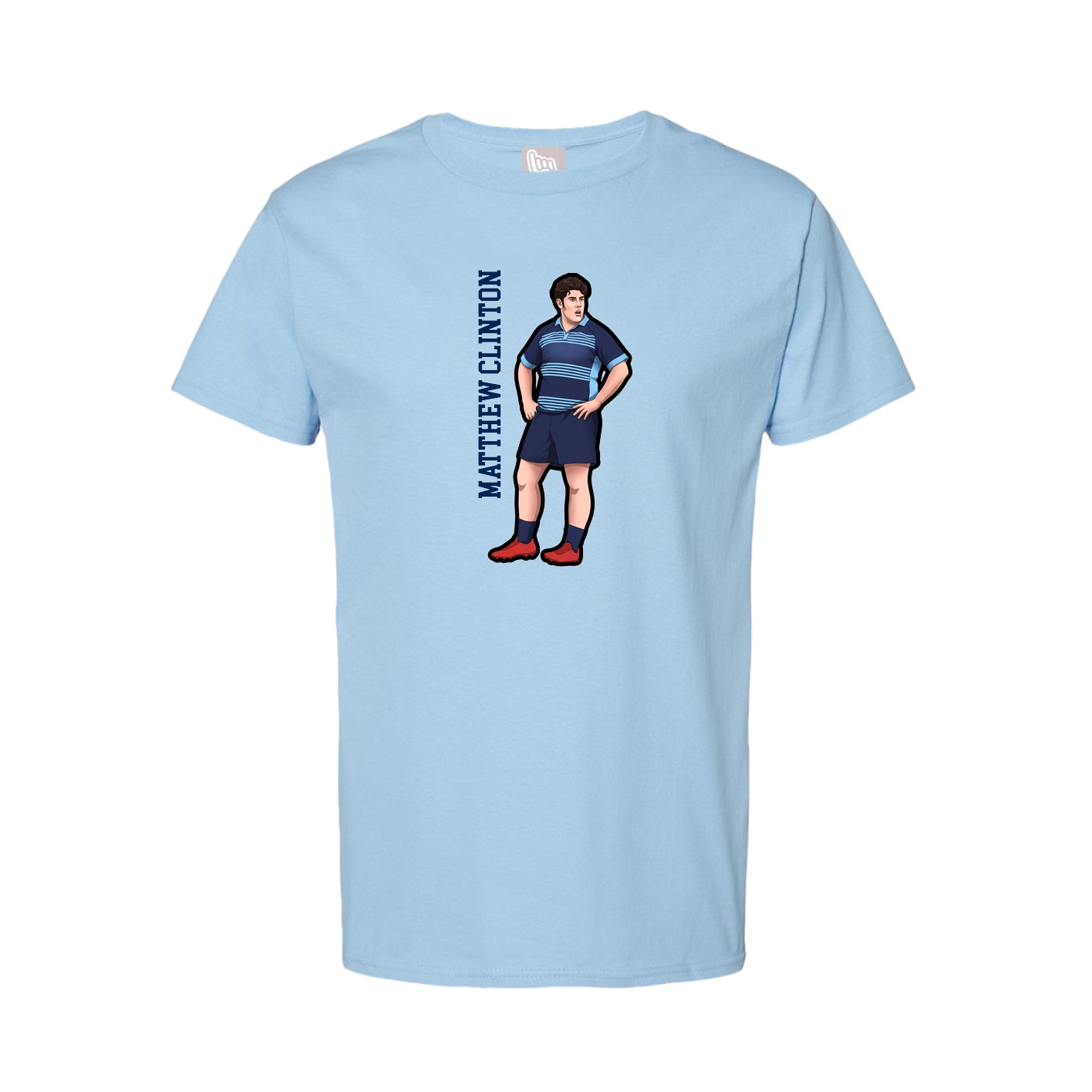 Youth Tee — Name Vertical in Light Blue
