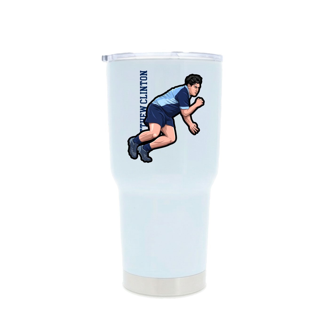 30oz Stainless Steel Tumbler — Name Vertical in White