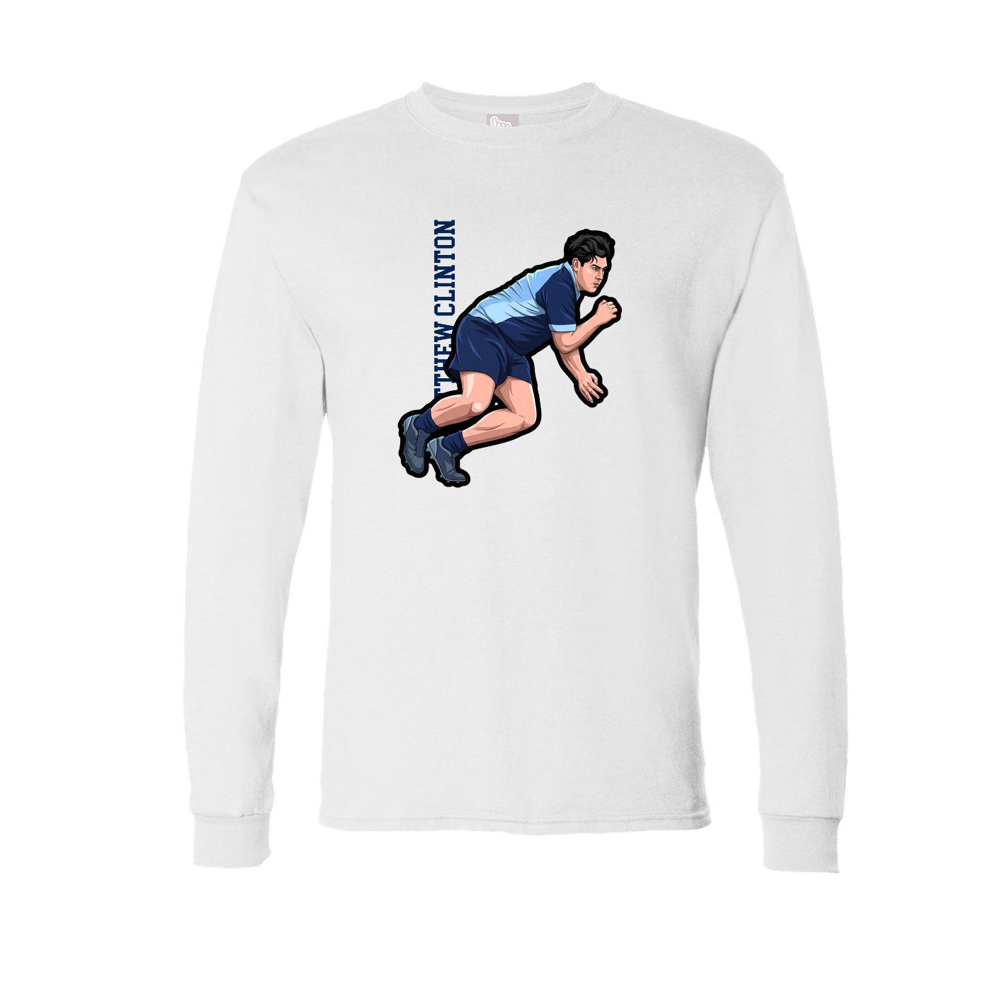 Long Sleeve Tee — Name Vertical in White