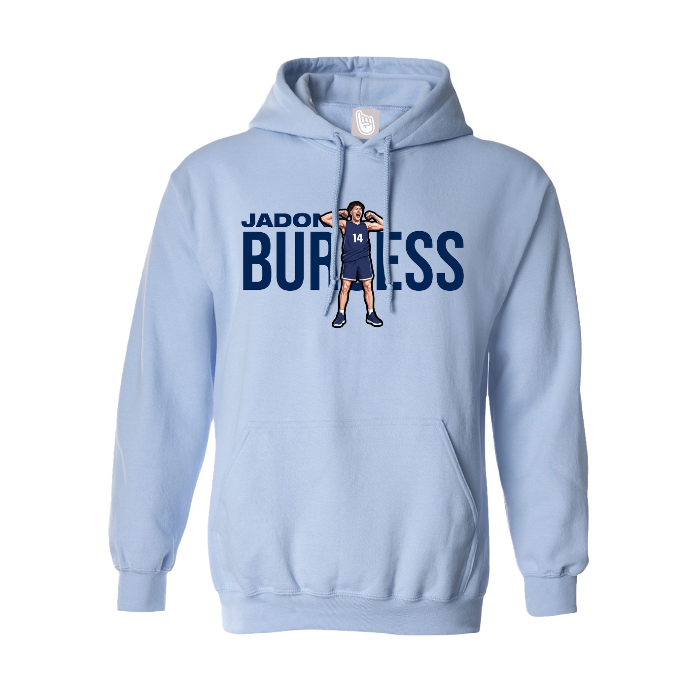 Hoodie — Player Name in Light Blue
