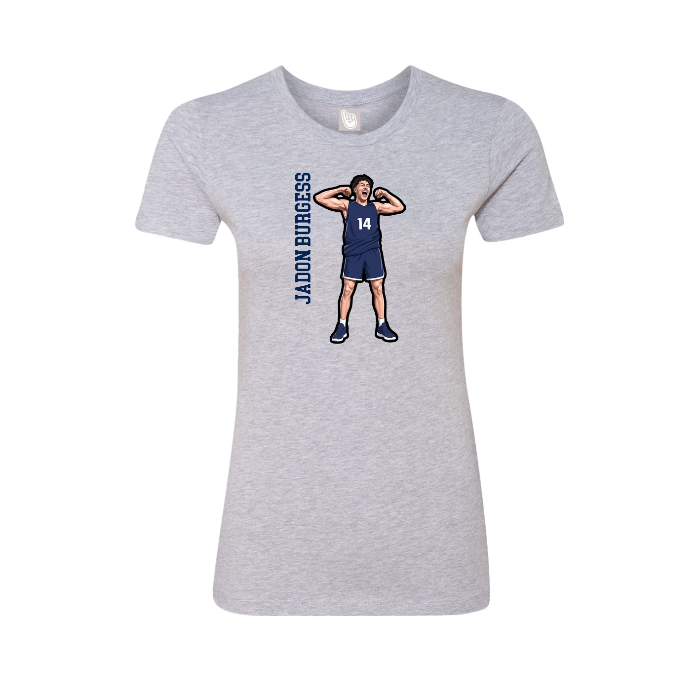 Fitted Women's Tee — Name Vertical in Grey