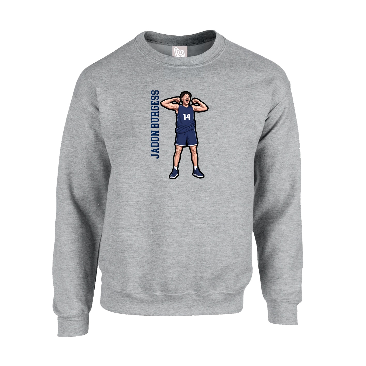 Fleece Crew — Name Vertical in Grey