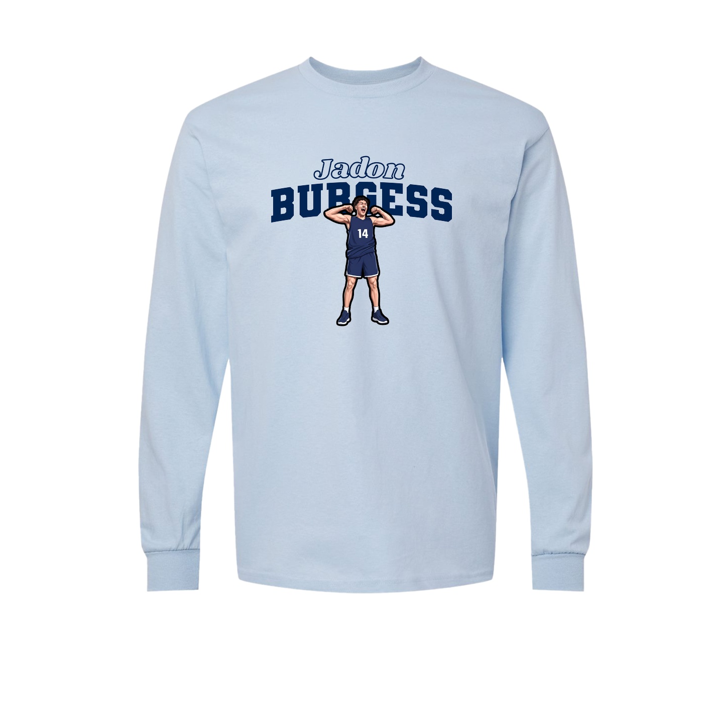 Long Sleeve Tee — Name Arch in Light Blue