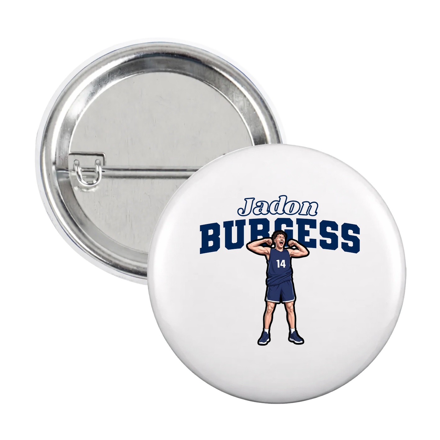 Game Day Button — Name Arch in White