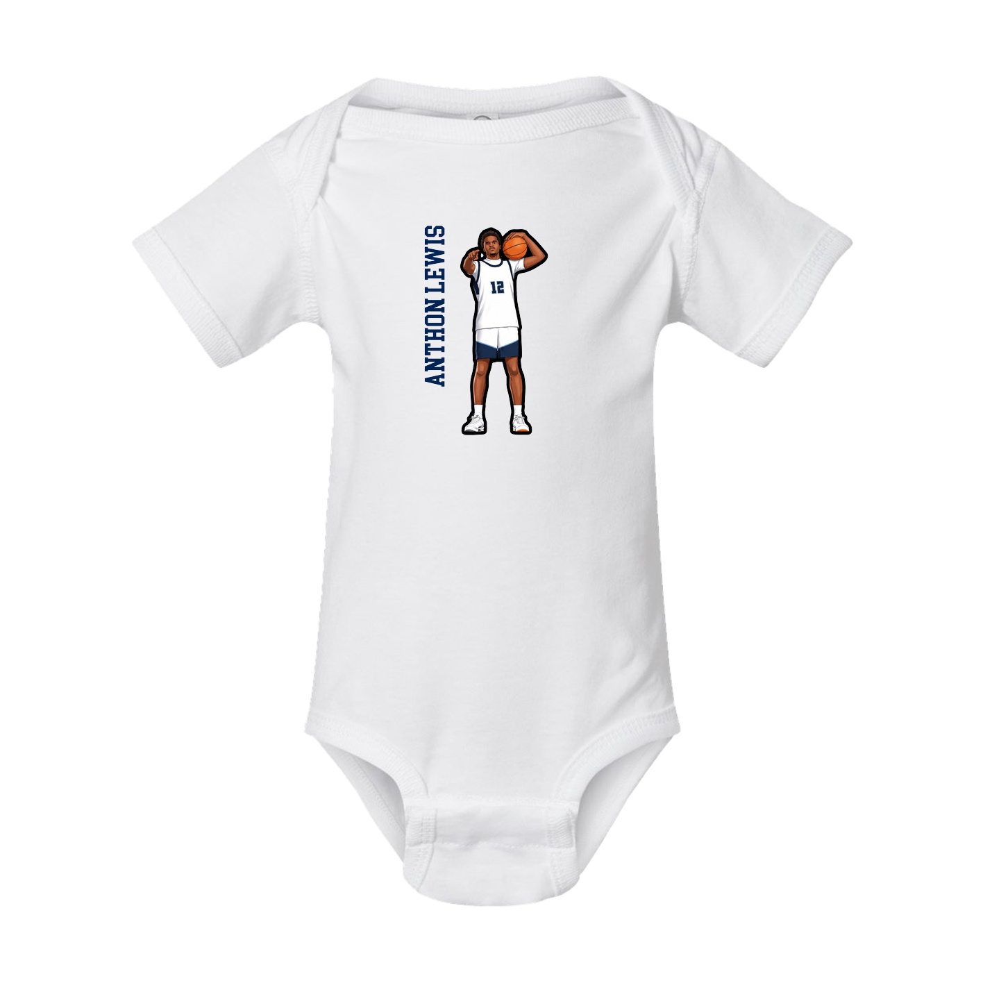 Baby Onesie — Name Vertical in White