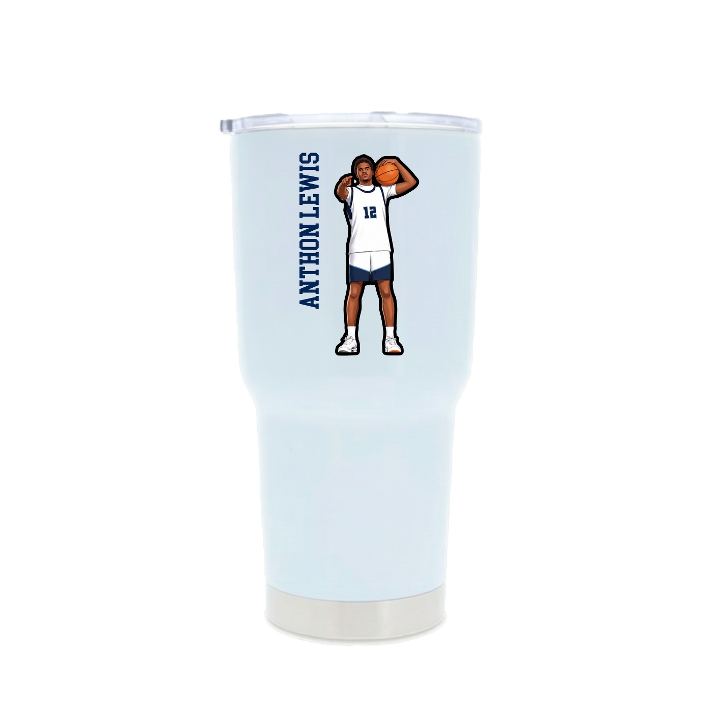 30oz Stainless Steel Tumbler — Name Vertical in White