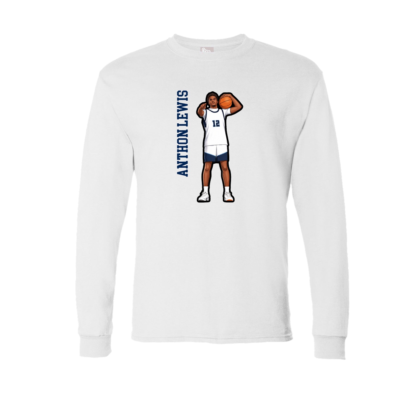 Long Sleeve Tee — Name Vertical in White