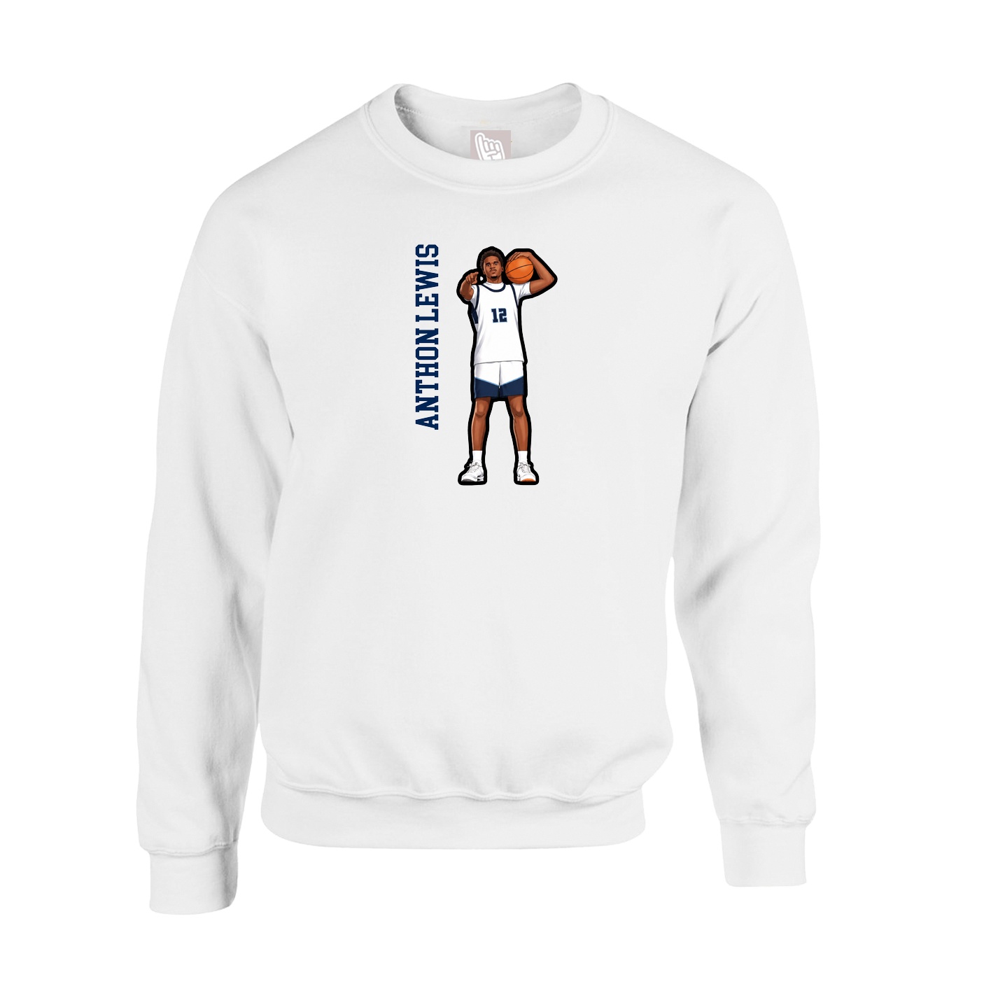 Fleece Crew — Name Vertical in White