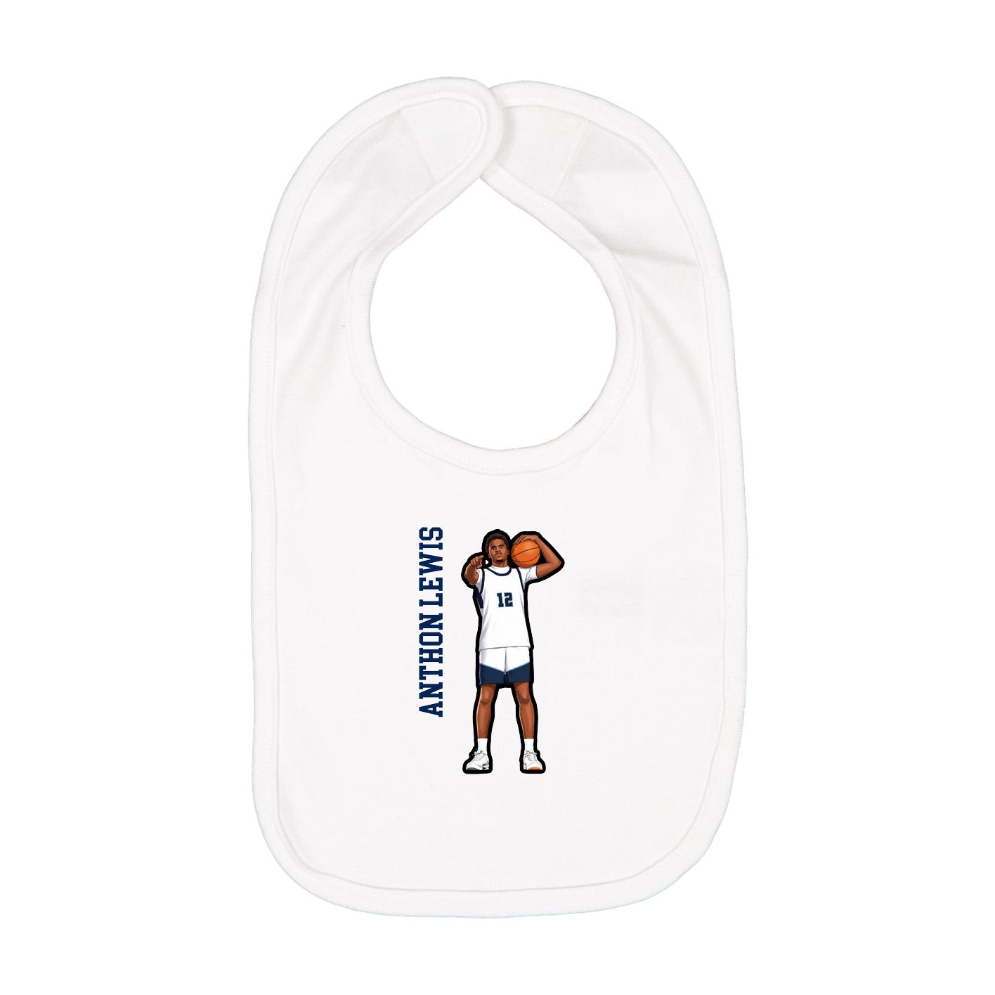 Infant Bib — Name Vertical in White