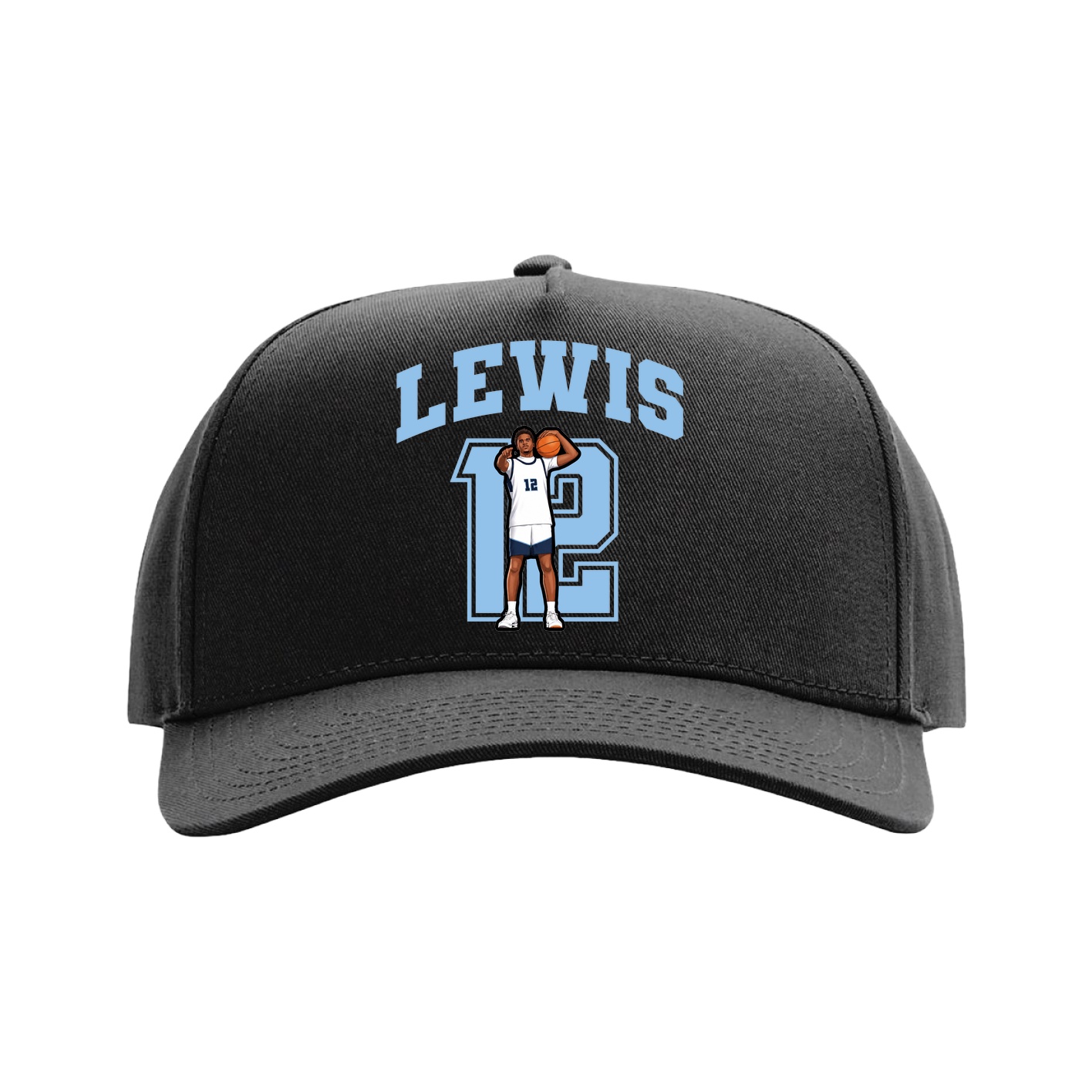 Full Fabric Five-Panel Champ Cap — Number in Black