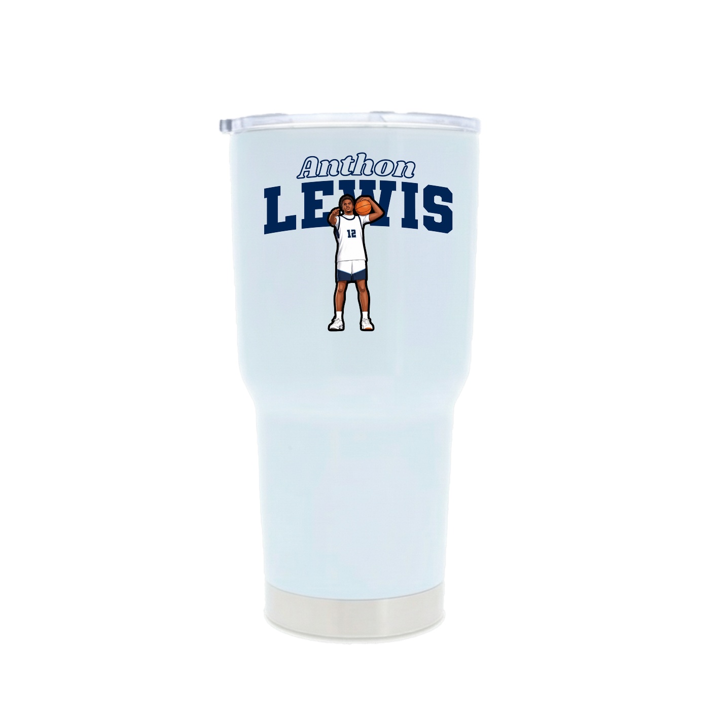 30oz Stainless Steel Tumbler — Name Arch in White