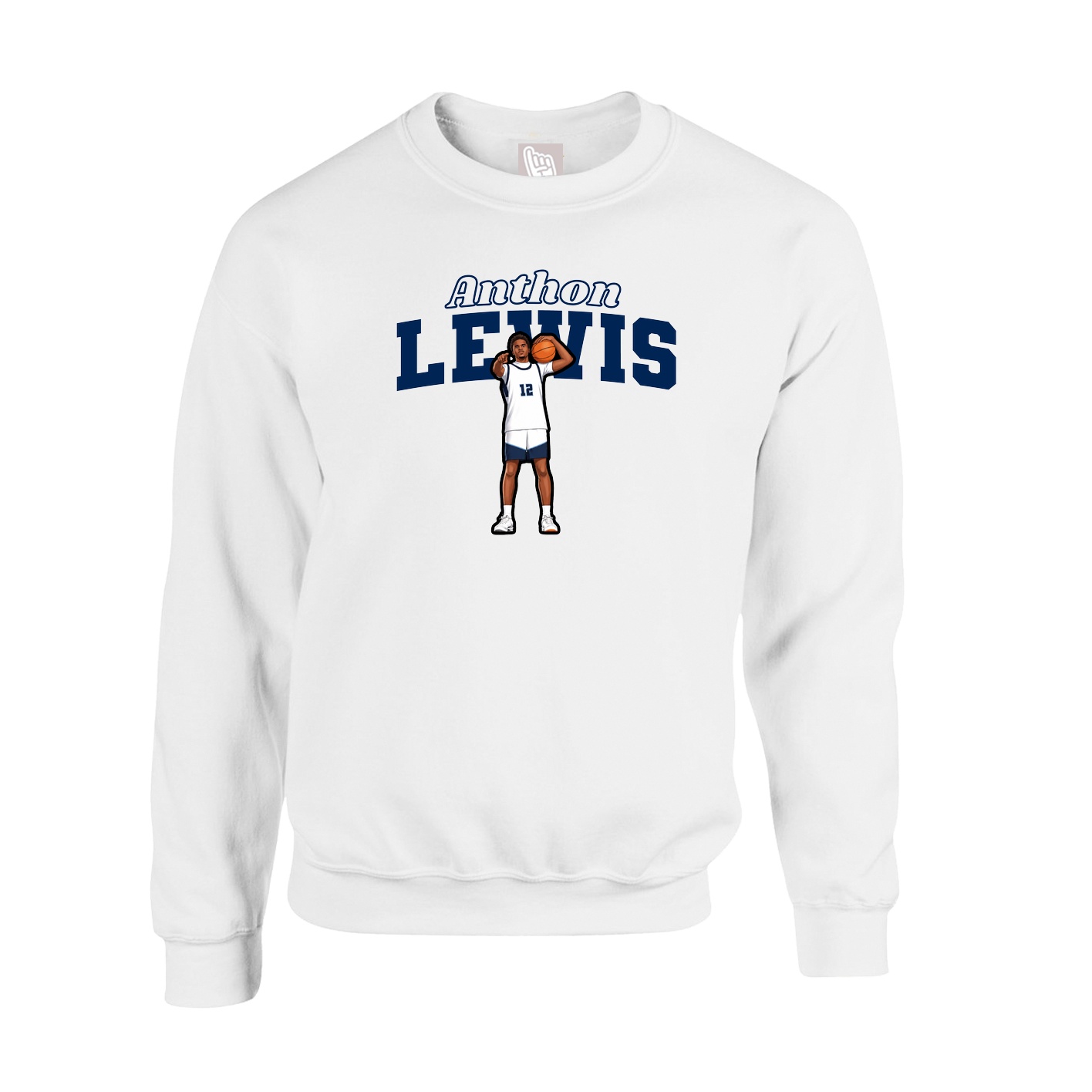 Fleece Crew — Name Arch in White