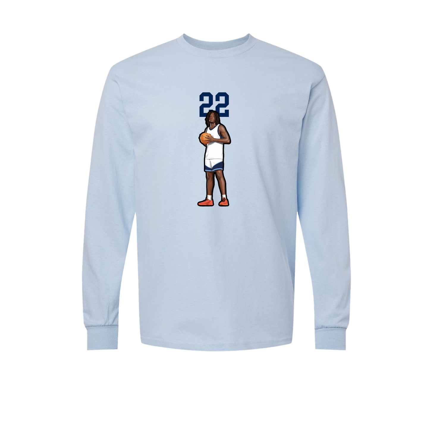 Long Sleeve Tee — Number Top in Light Blue