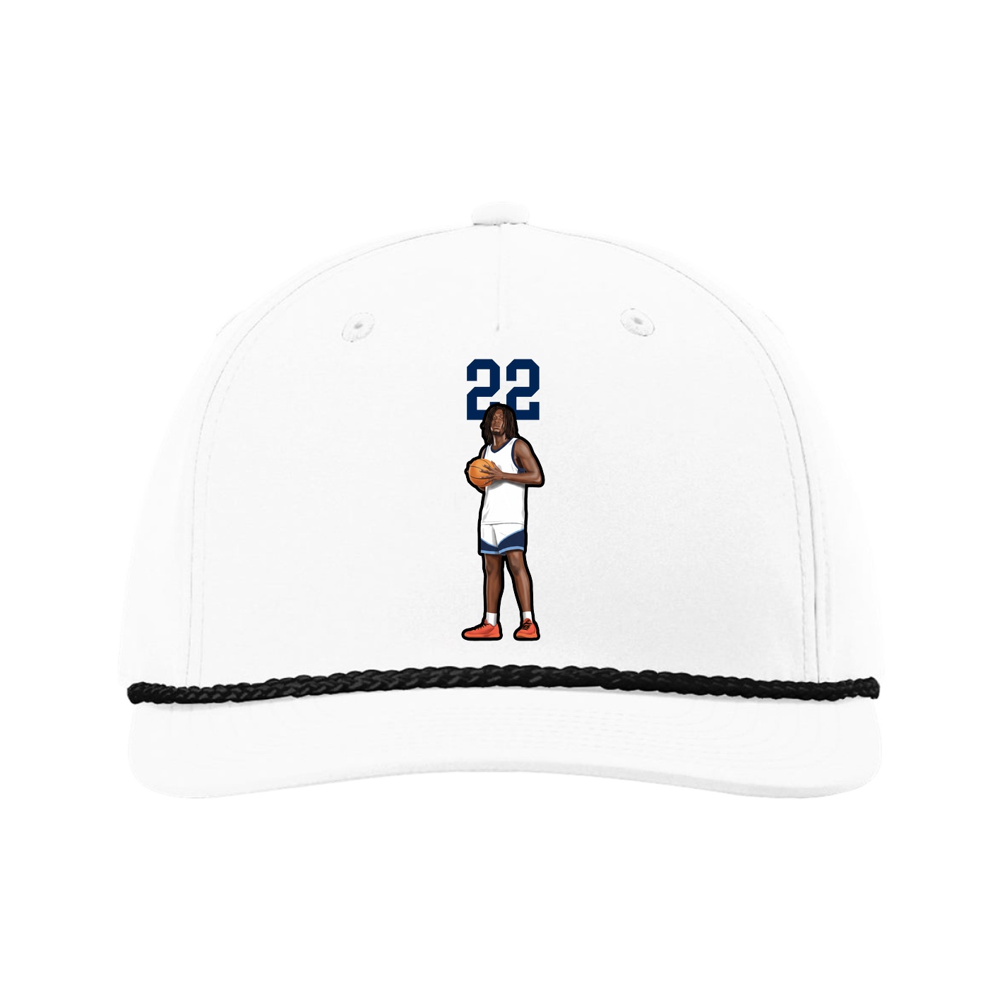 Five-Panel Classic Rope Cap — Number Top in White