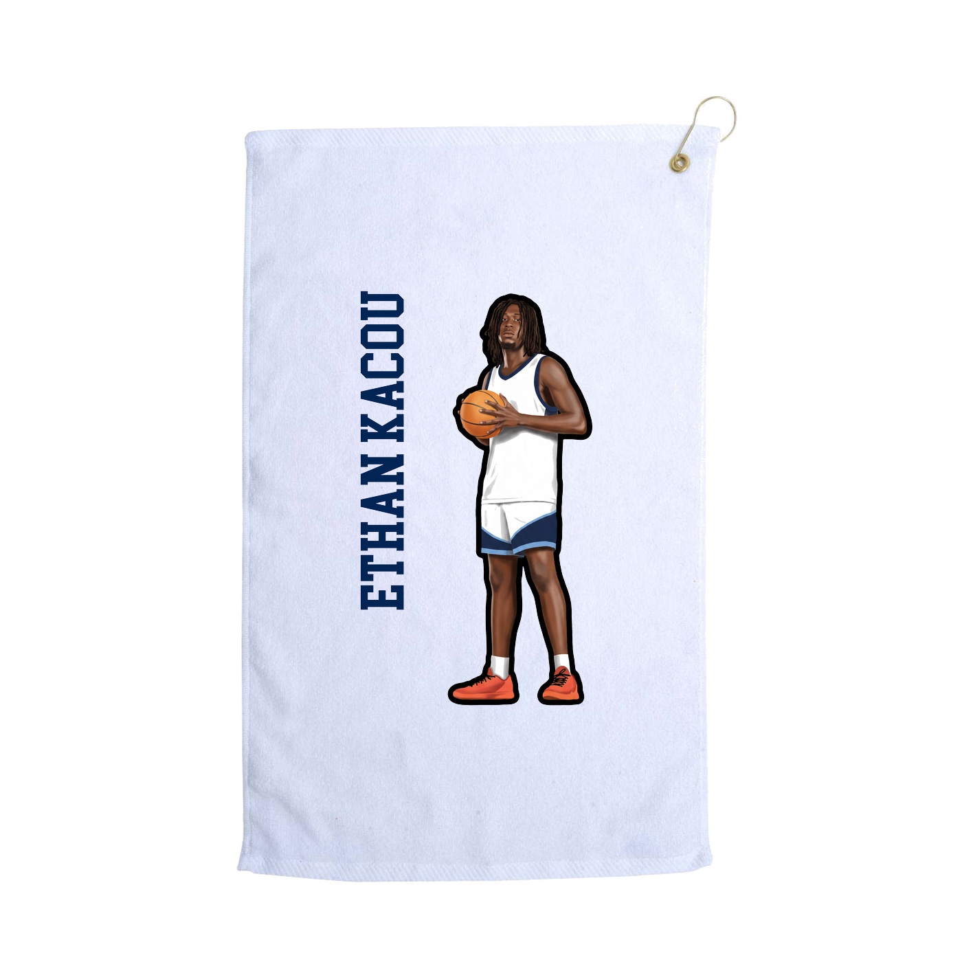 Golf Towel — Name Vertical in White