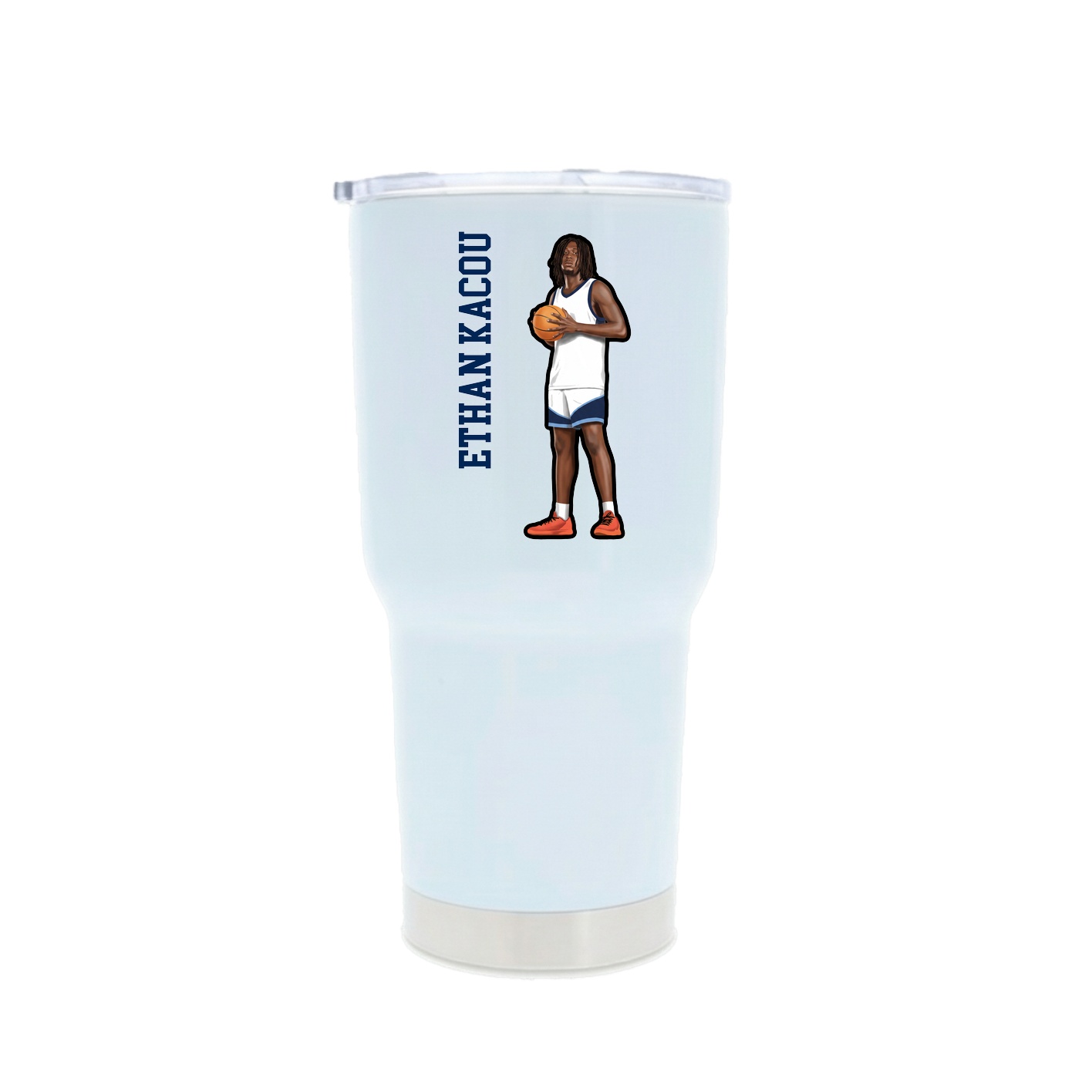 30oz Stainless Steel Tumbler — Name Vertical in White