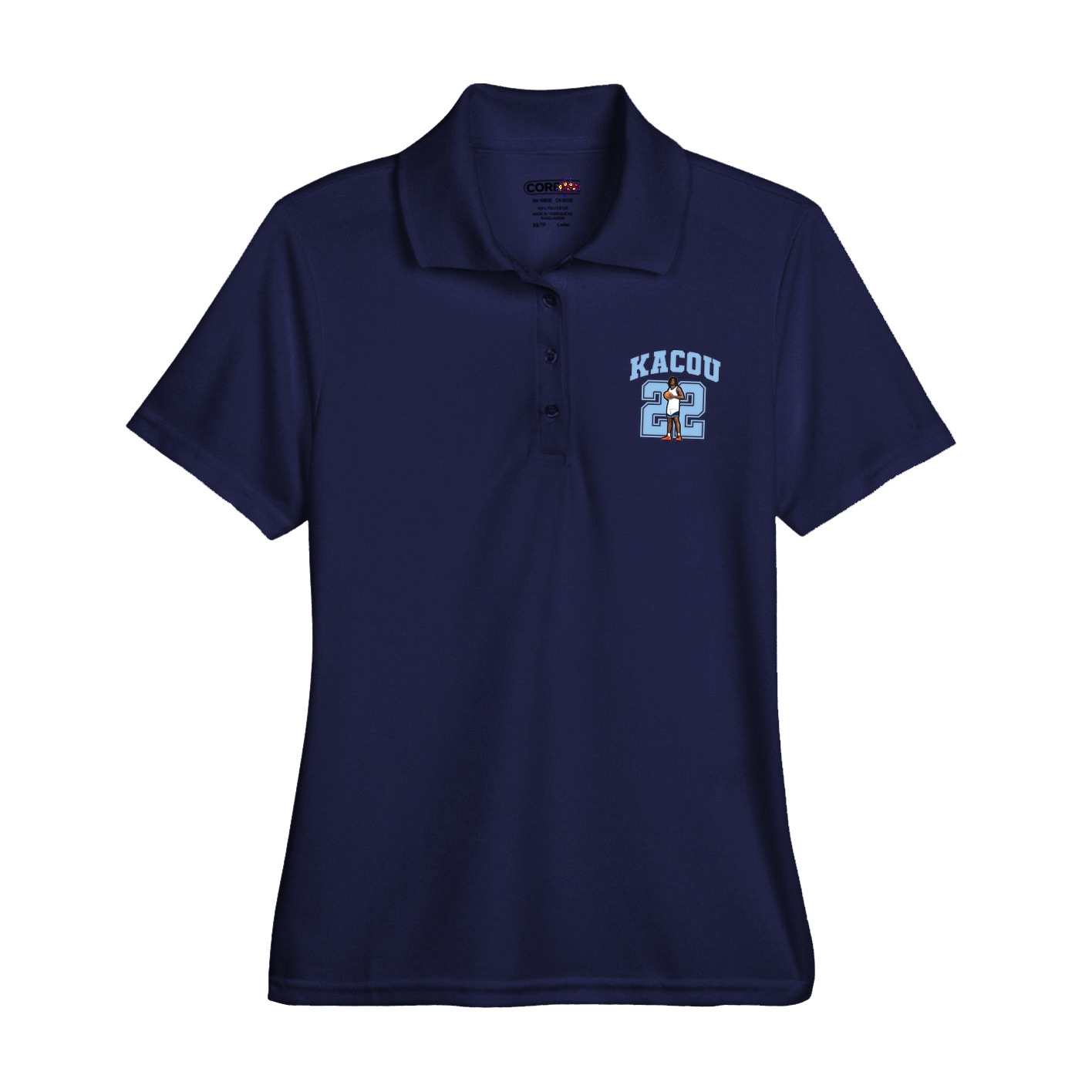 Womens Performance Polo — Number in Navy