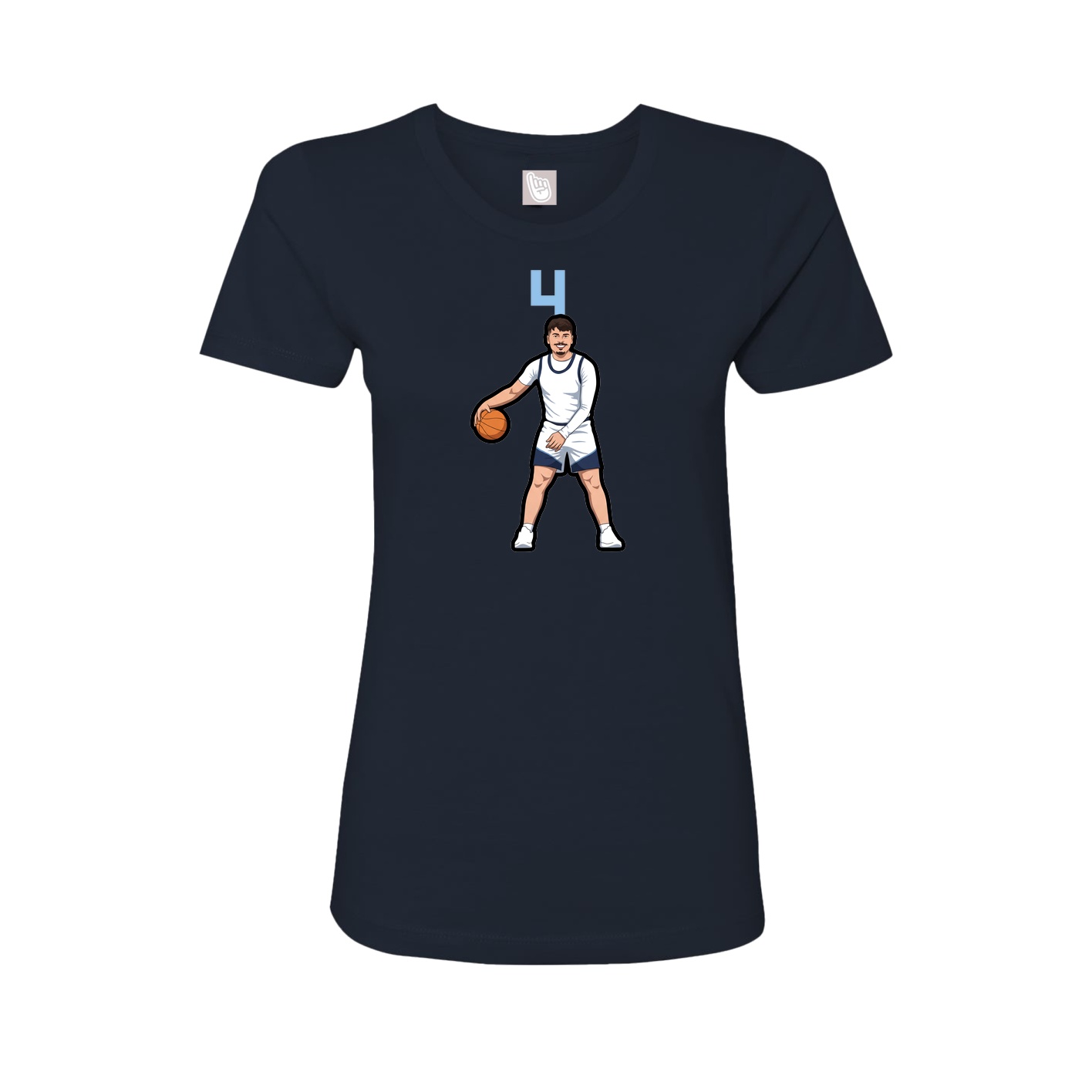 Fitted Women's Tee — Number Top in Navy