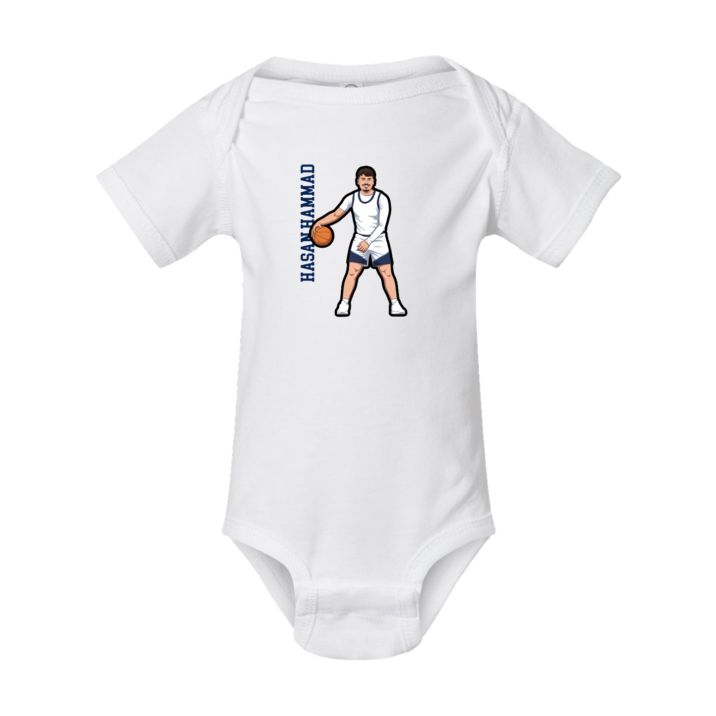 Baby Onesie — Name Vertical in White