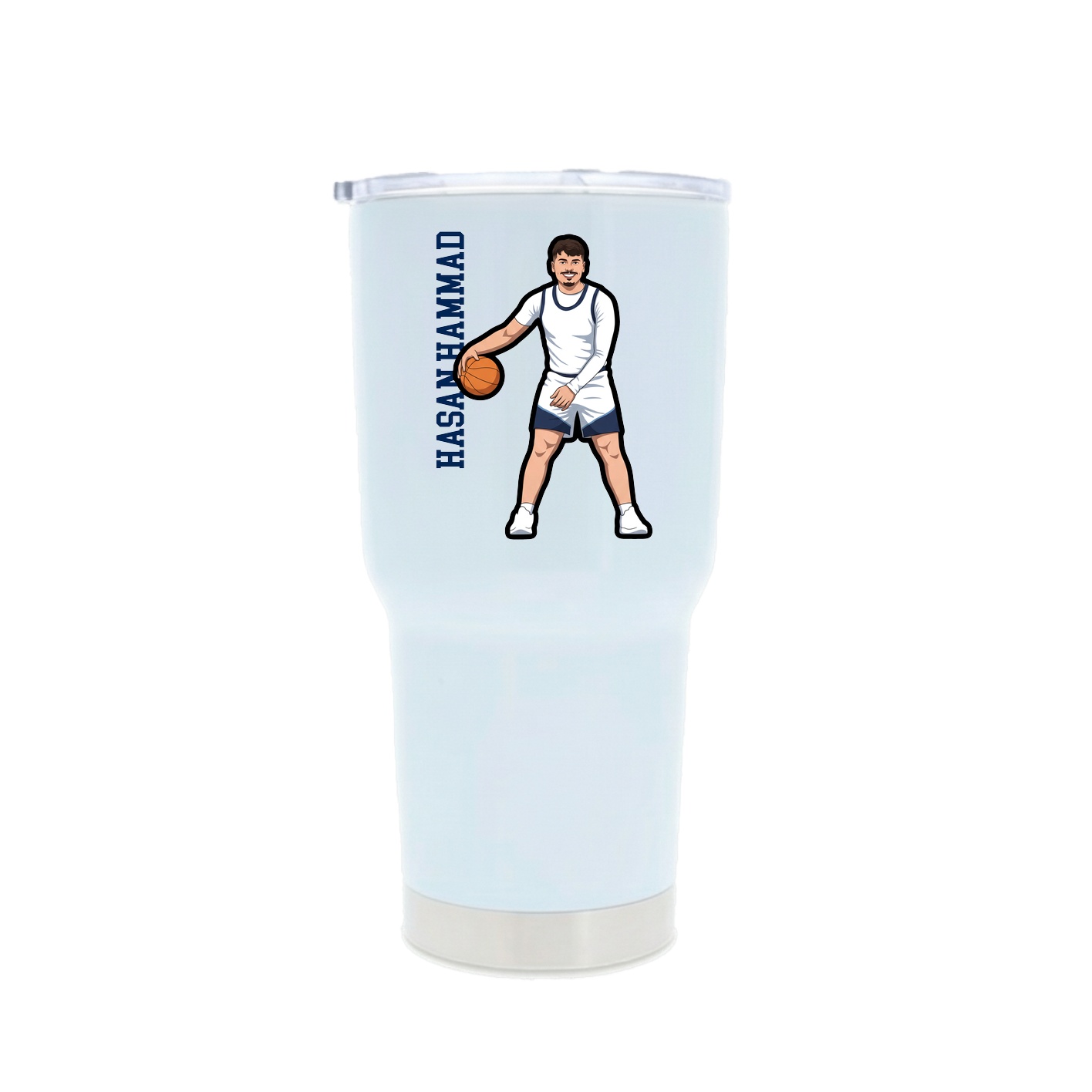 30oz Stainless Steel Tumbler — Name Vertical in White