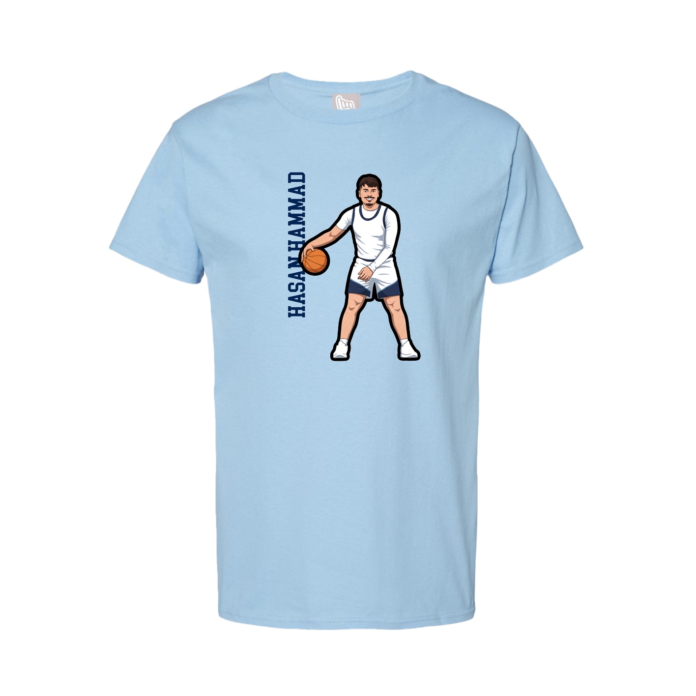 Tee — Name Vertical in Light Blue