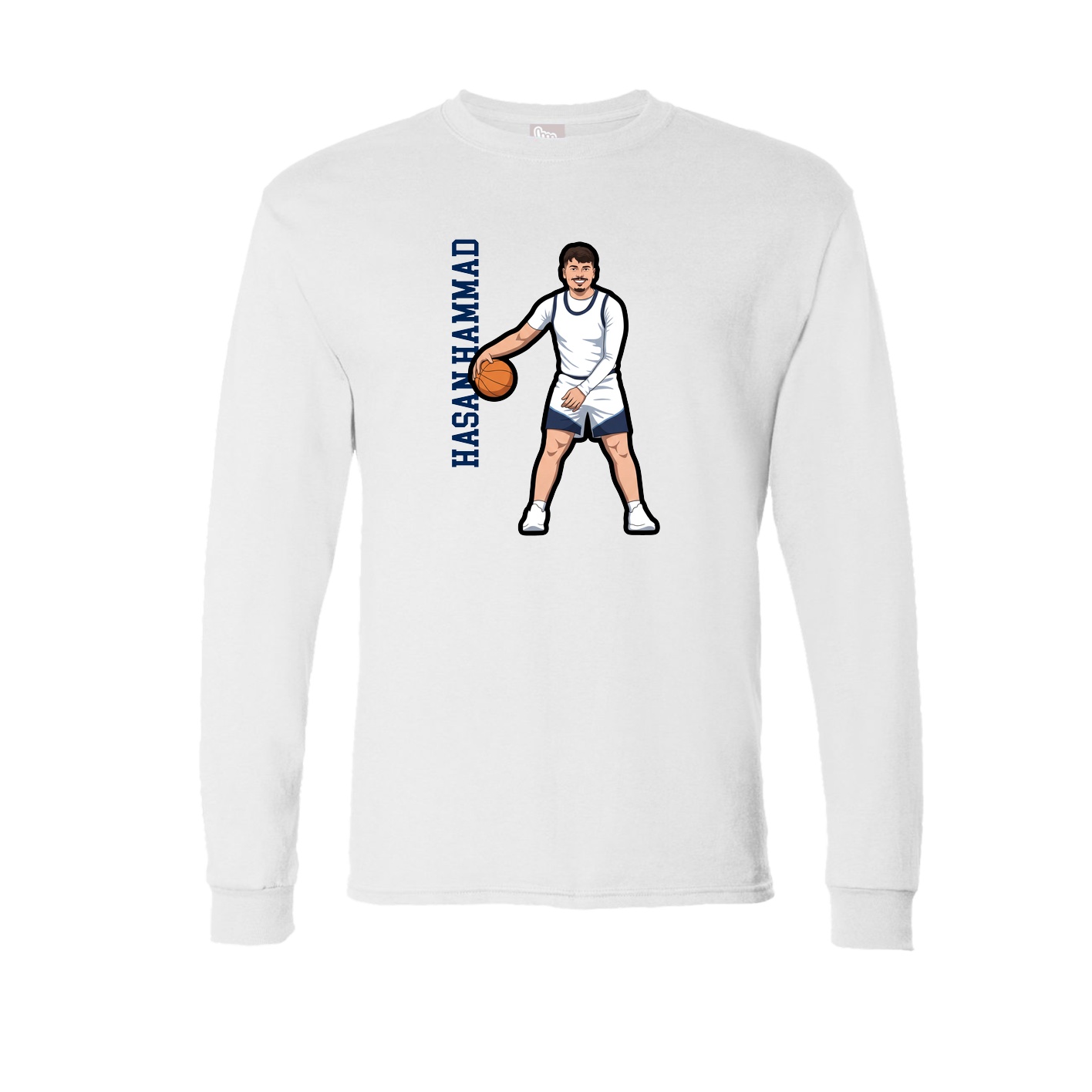 Long Sleeve Tee — Name Vertical in White