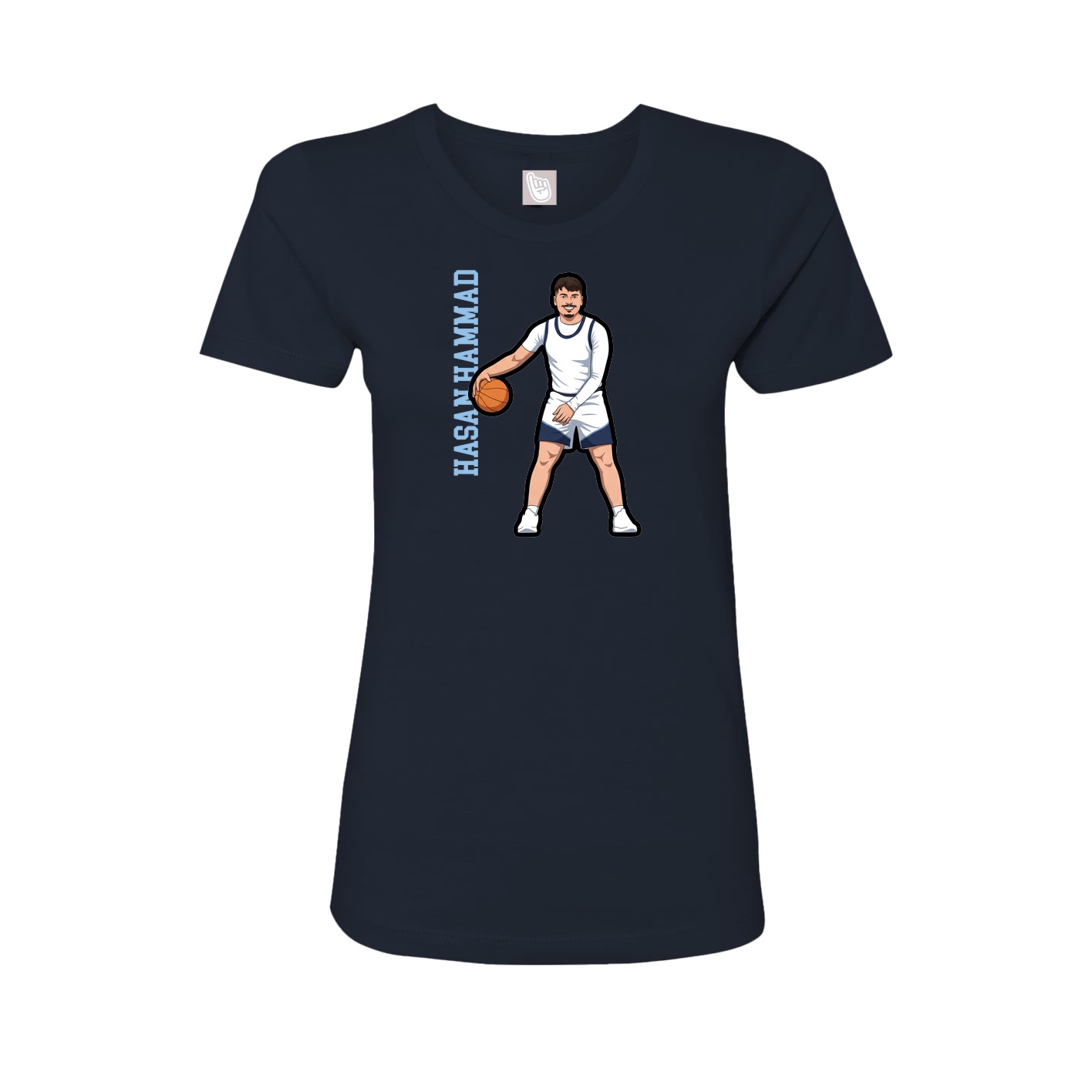 Fitted Women's Tee — Name Vertical in Navy