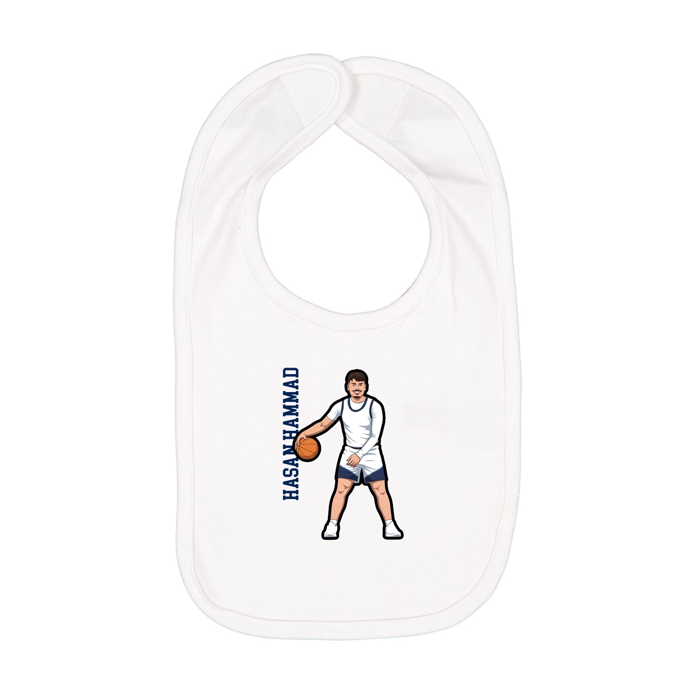 Infant Bib — Name Vertical in White