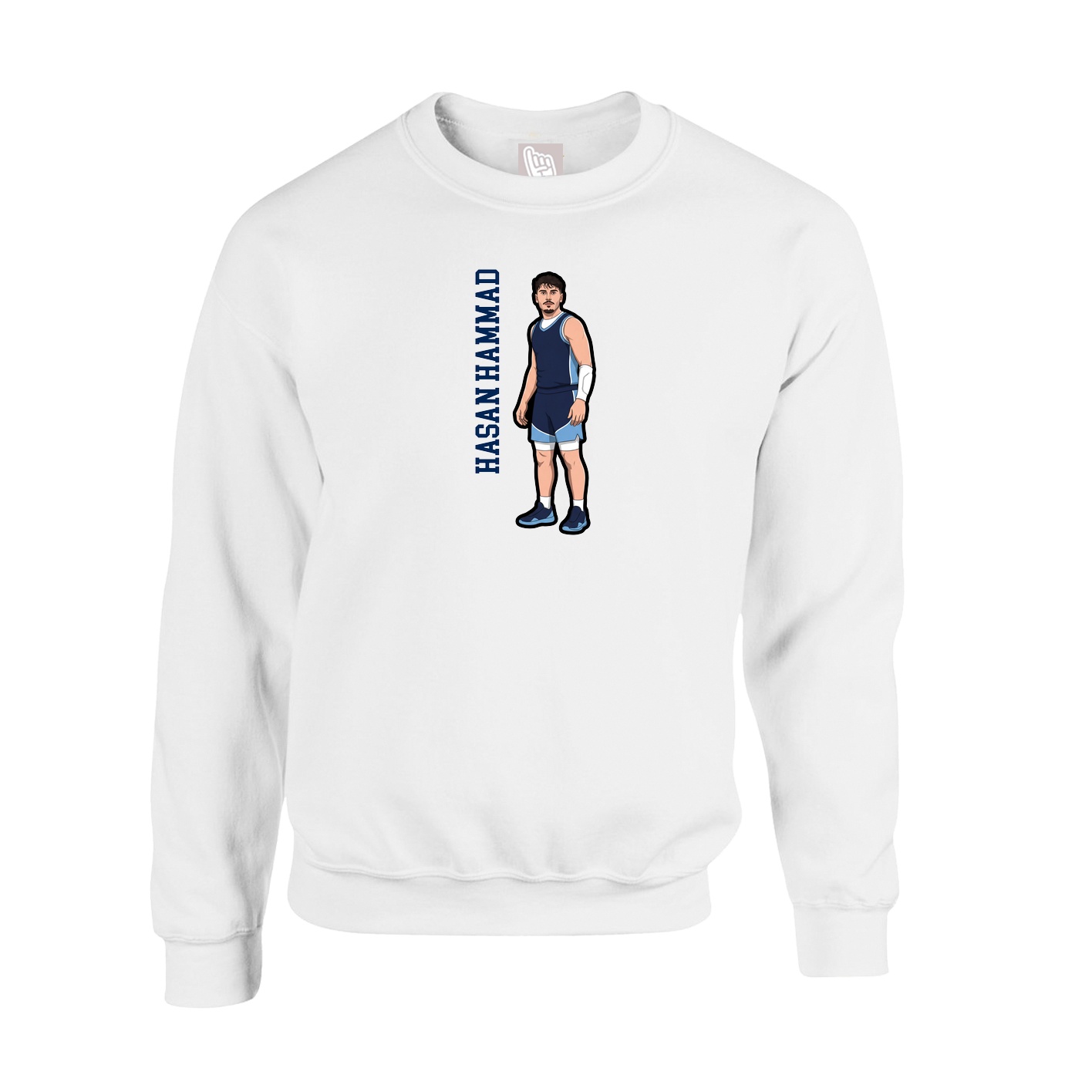 Fleece Crew — Name Vertical in White