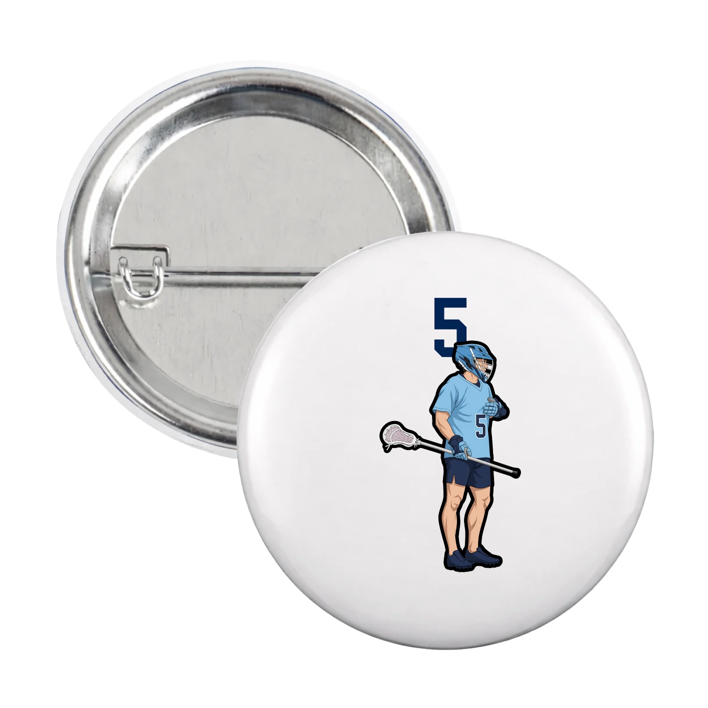 Game Day Button — Number Top in White