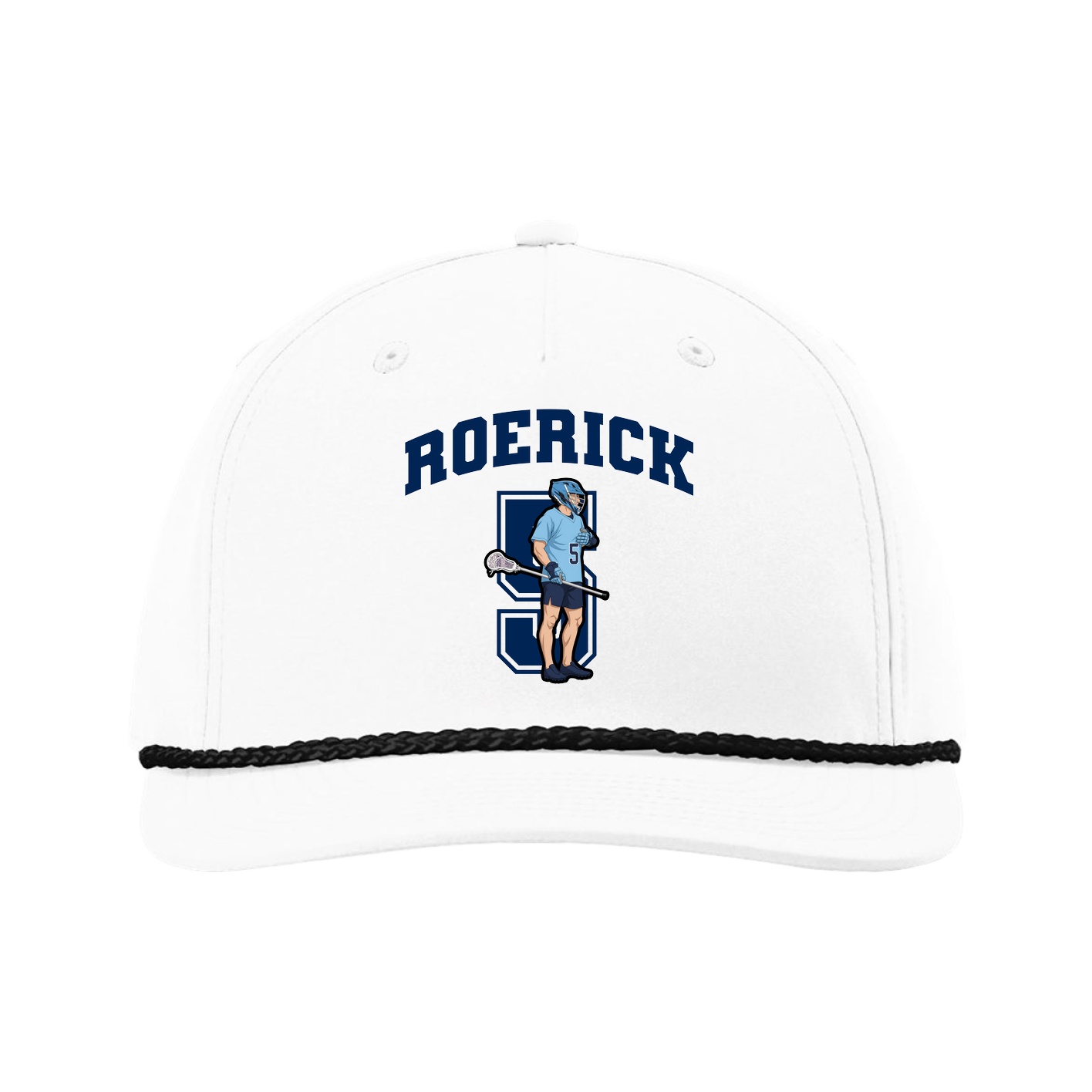 Five-Panel Classic Rope Cap — Number in White
