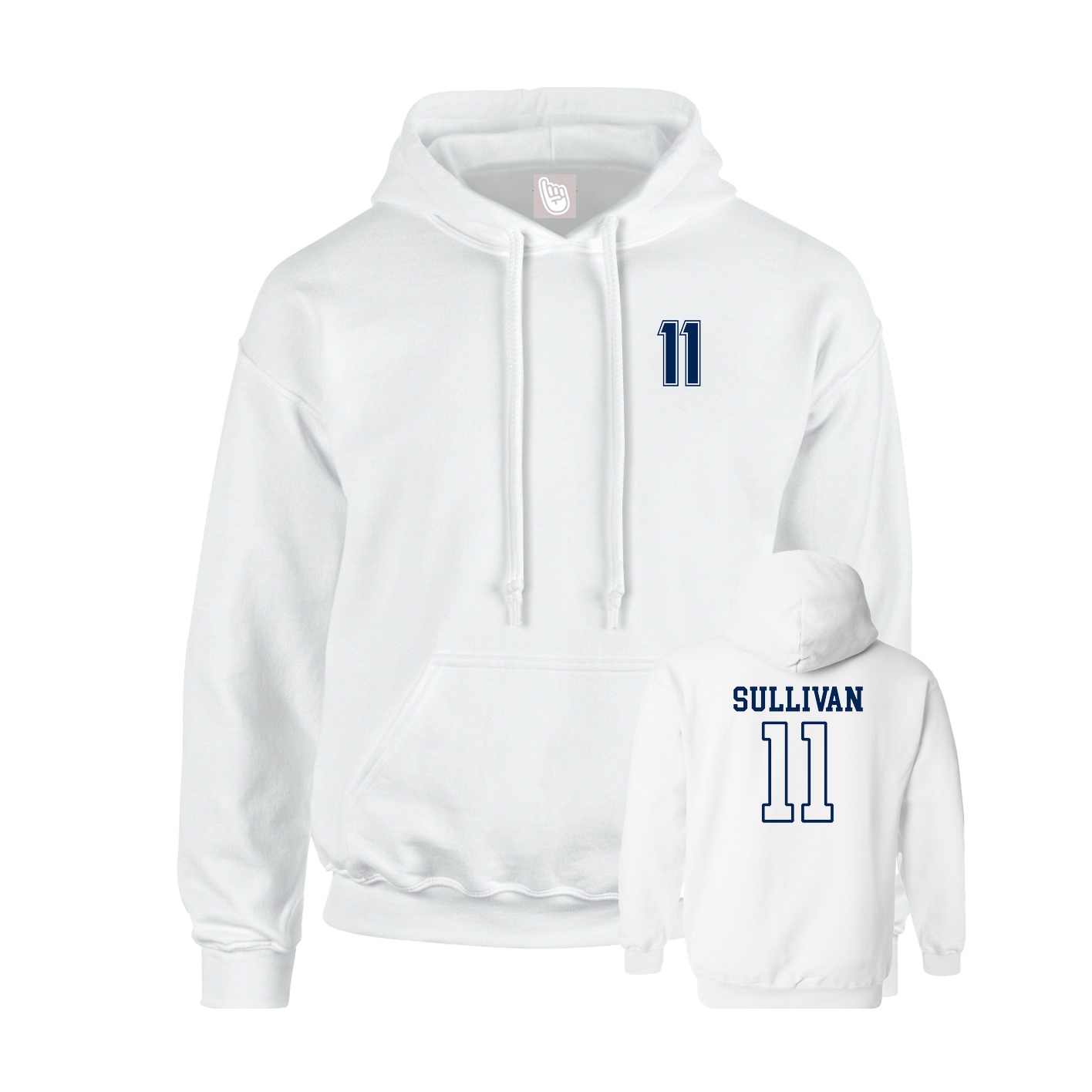 Youth Hoodie — Chest Back in White