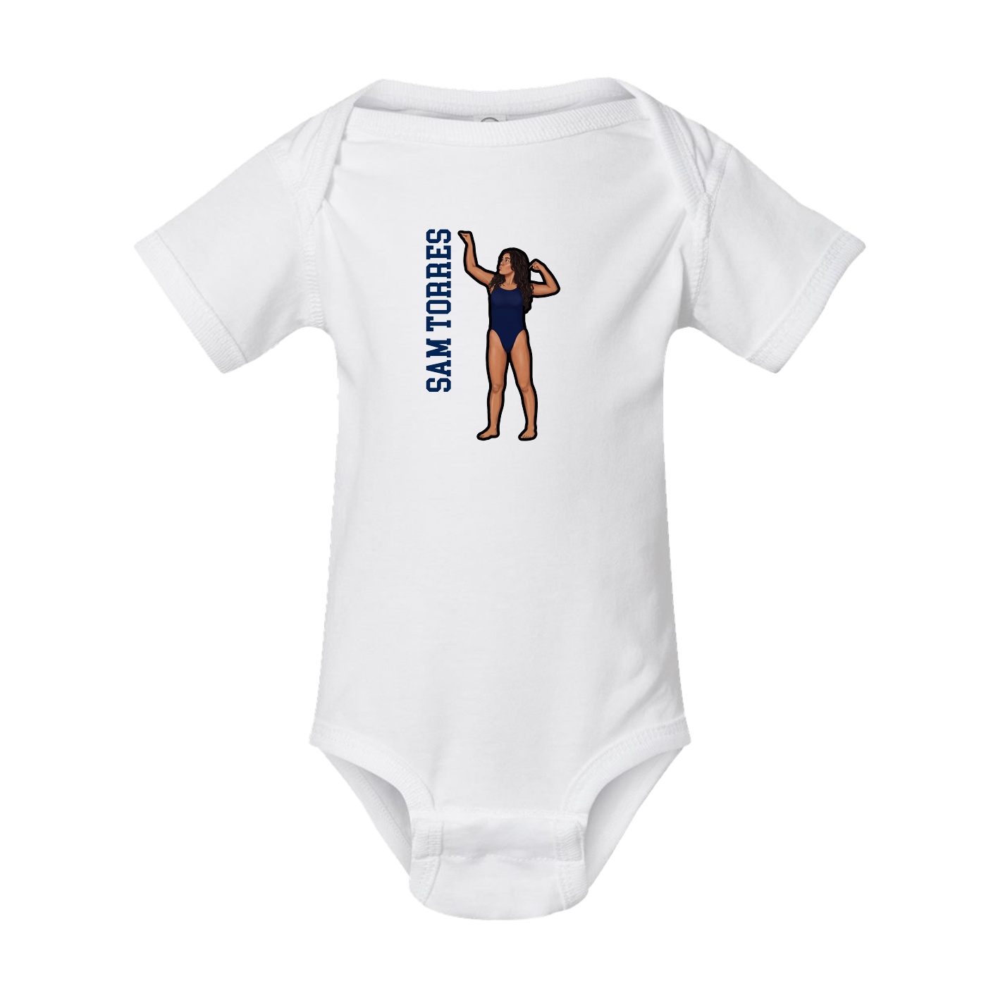 Baby Onesie — Name Vertical in White