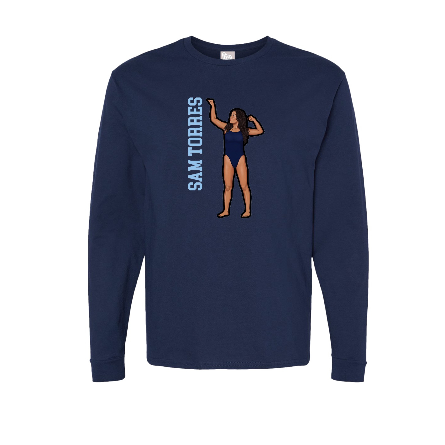 Long Sleeve Tee — Name Vertical in Navy