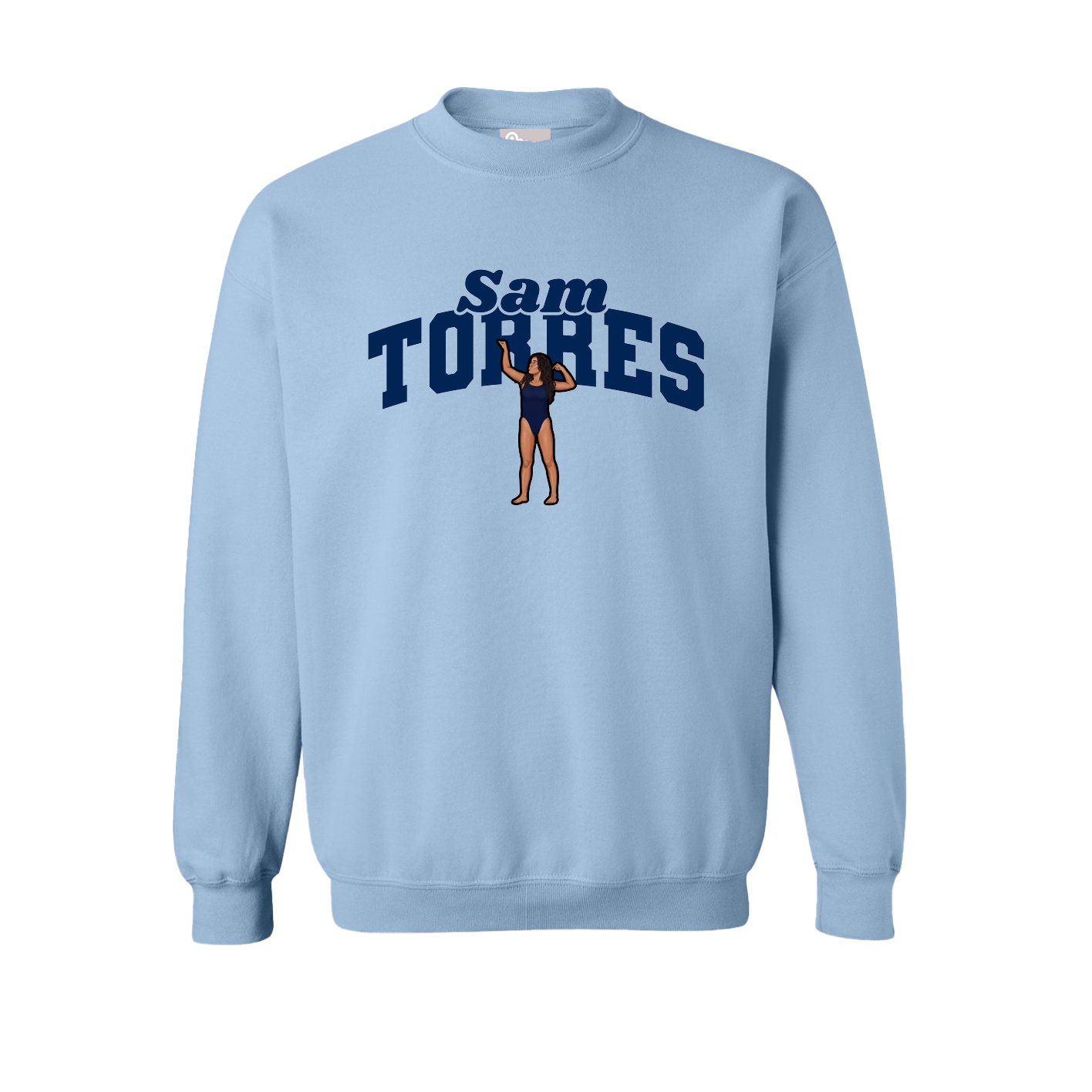 Fleece Crew — Signature Arch in Light Blue