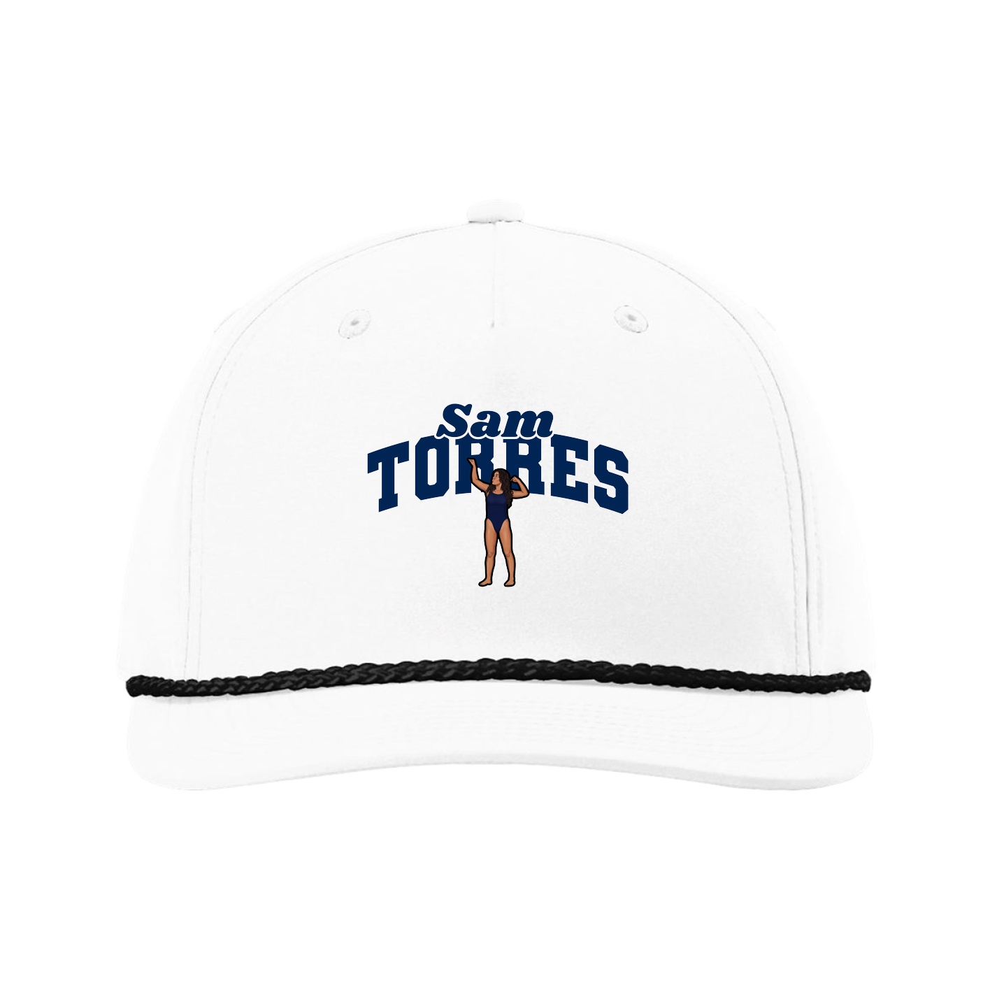 Five-Panel Classic Rope Cap — Signature Arch in White