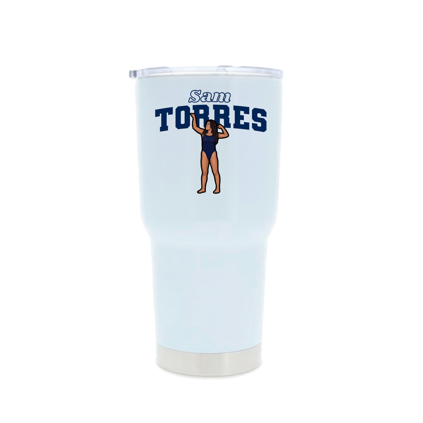 30oz Stainless Steel Tumbler — Name Arch in White