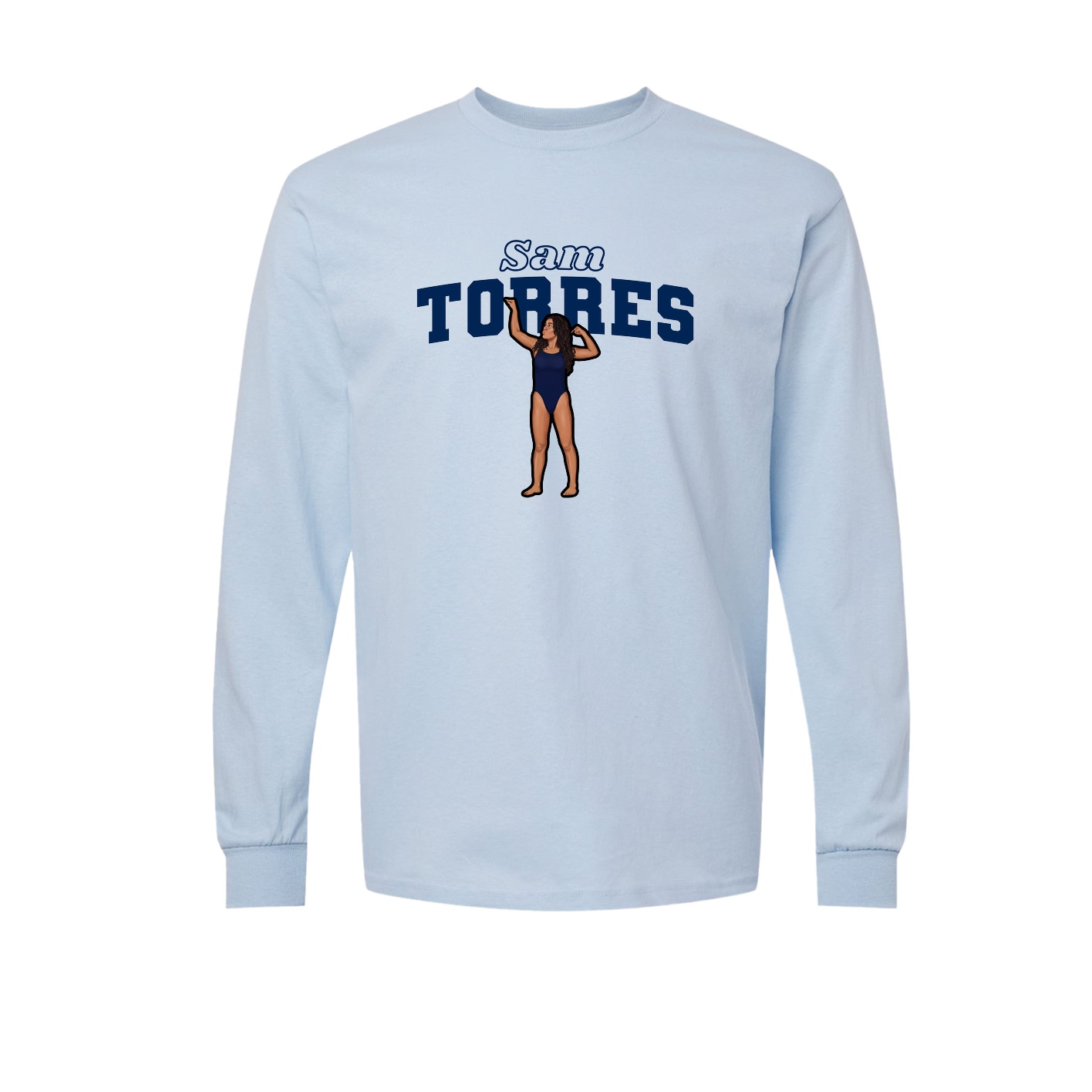 Long Sleeve Tee — Name Arch in Light Blue